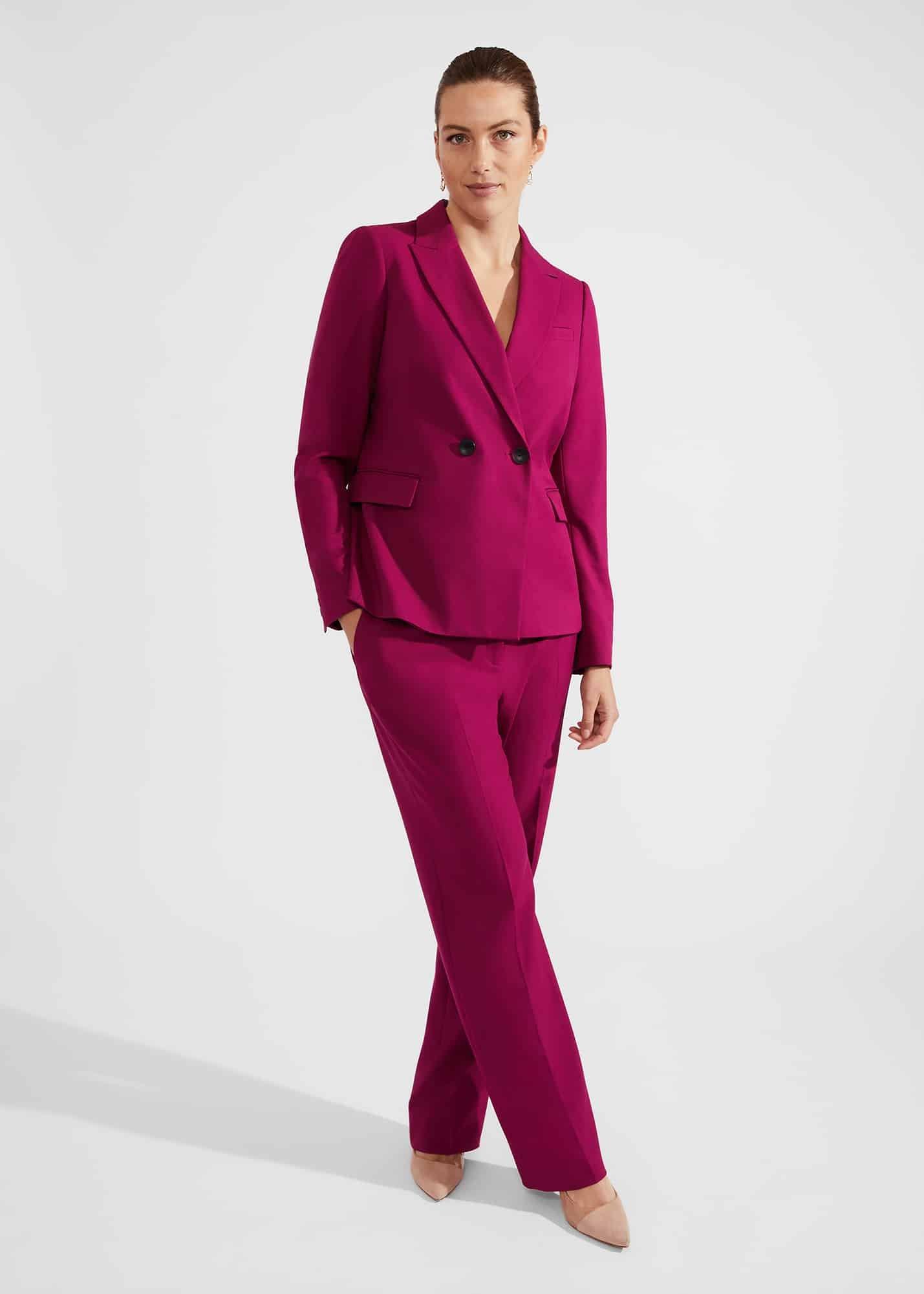 Petite Nola Straight Leg Trousers, Bramble Purple, hi-res