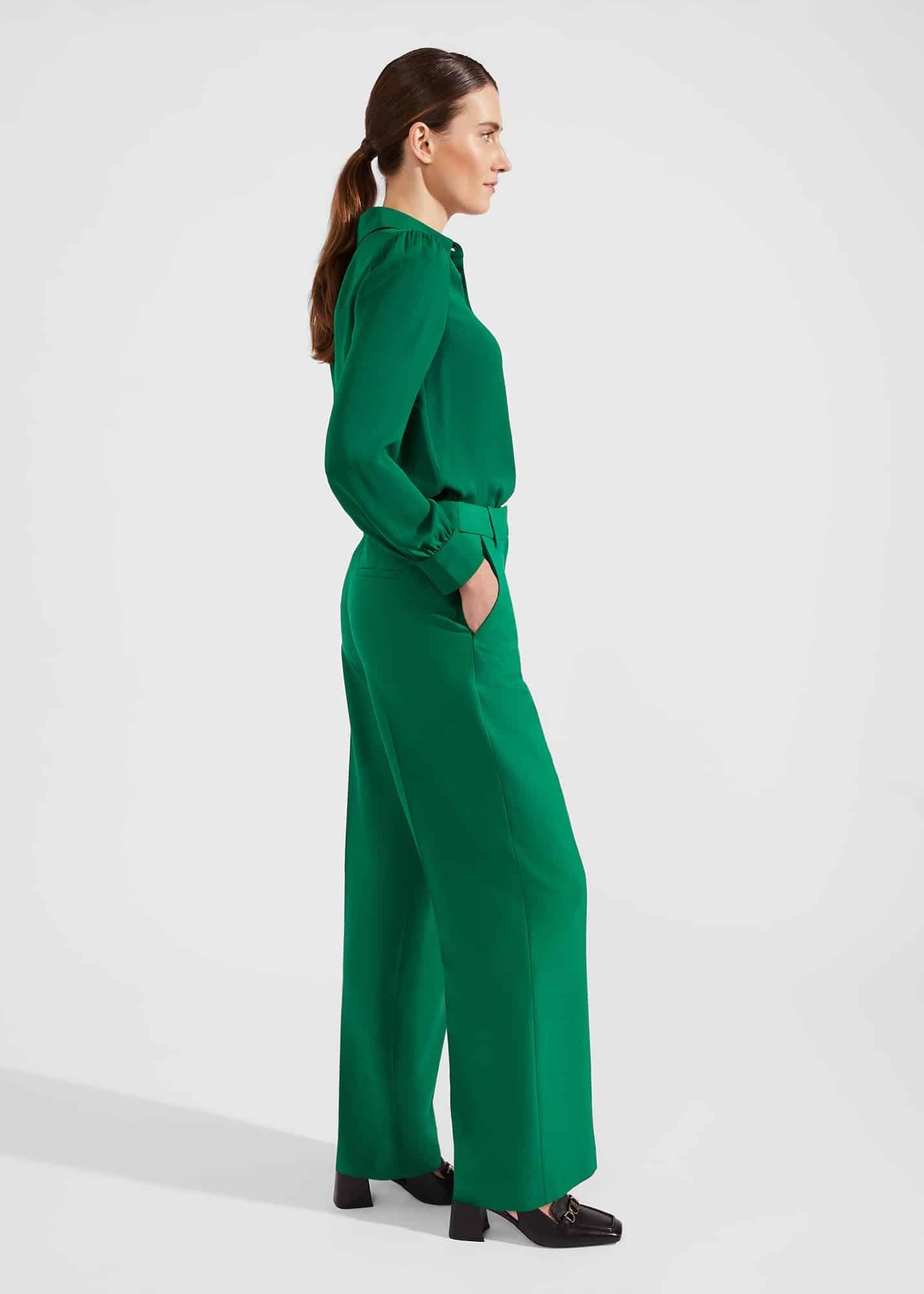 Verona Wide Leg Trousers, Malachite Green, hi-res