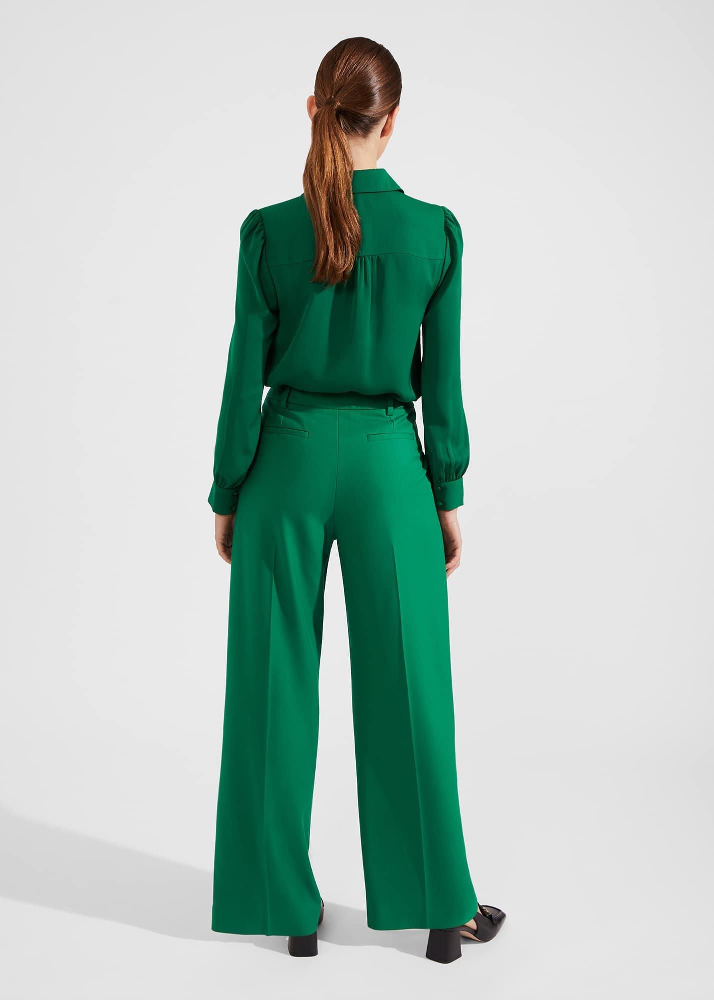 Verona Wide Leg Trousers, Malachite Green, hi-res