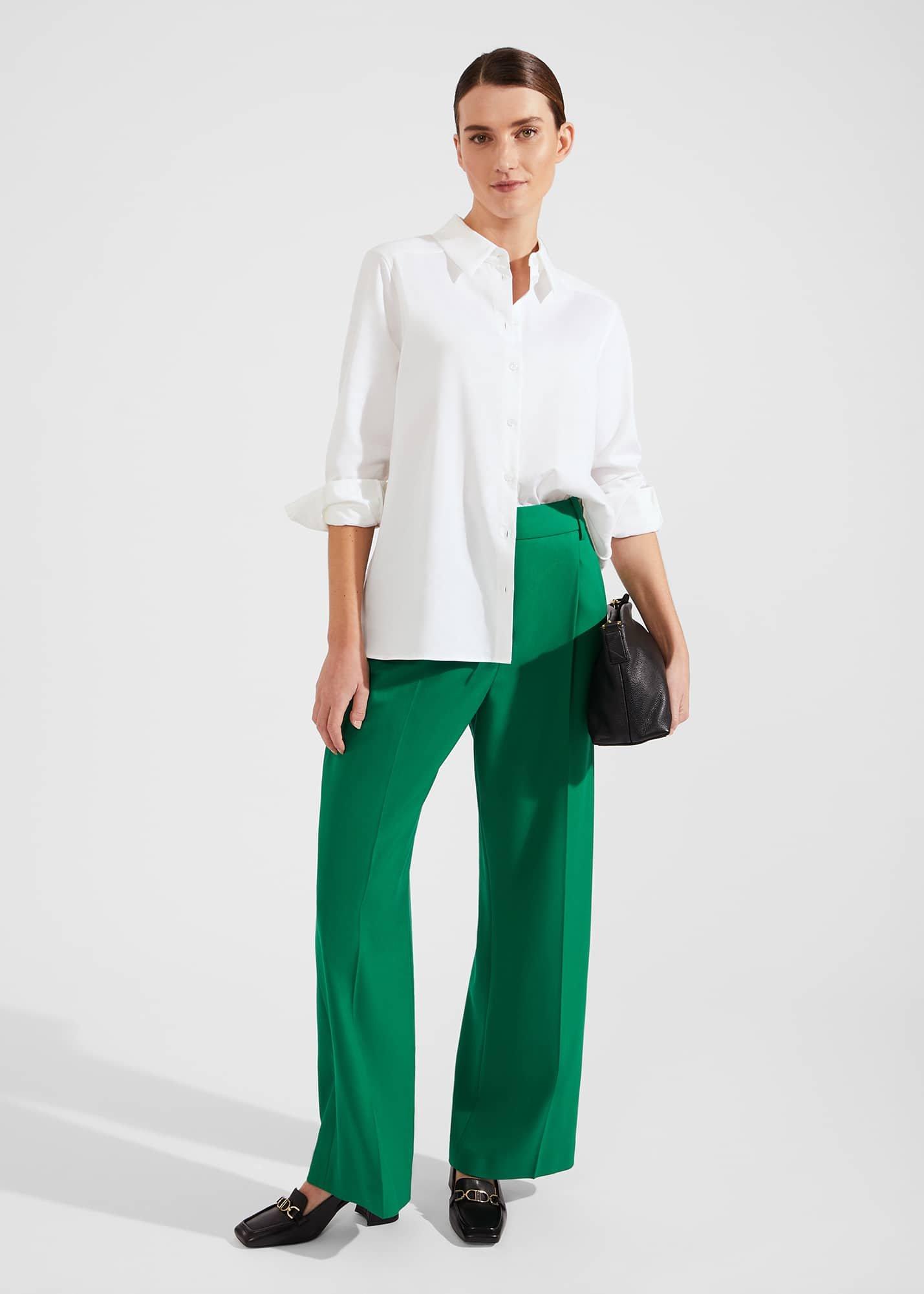 Verona Wide Leg Trousers, Malachite Green, hi-res