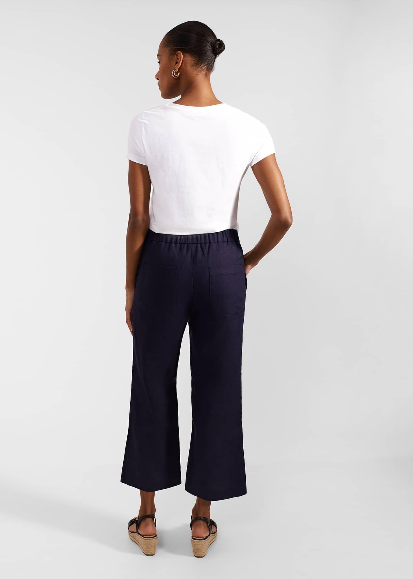 Lillie Linen Trousers, True Navy, hi-res