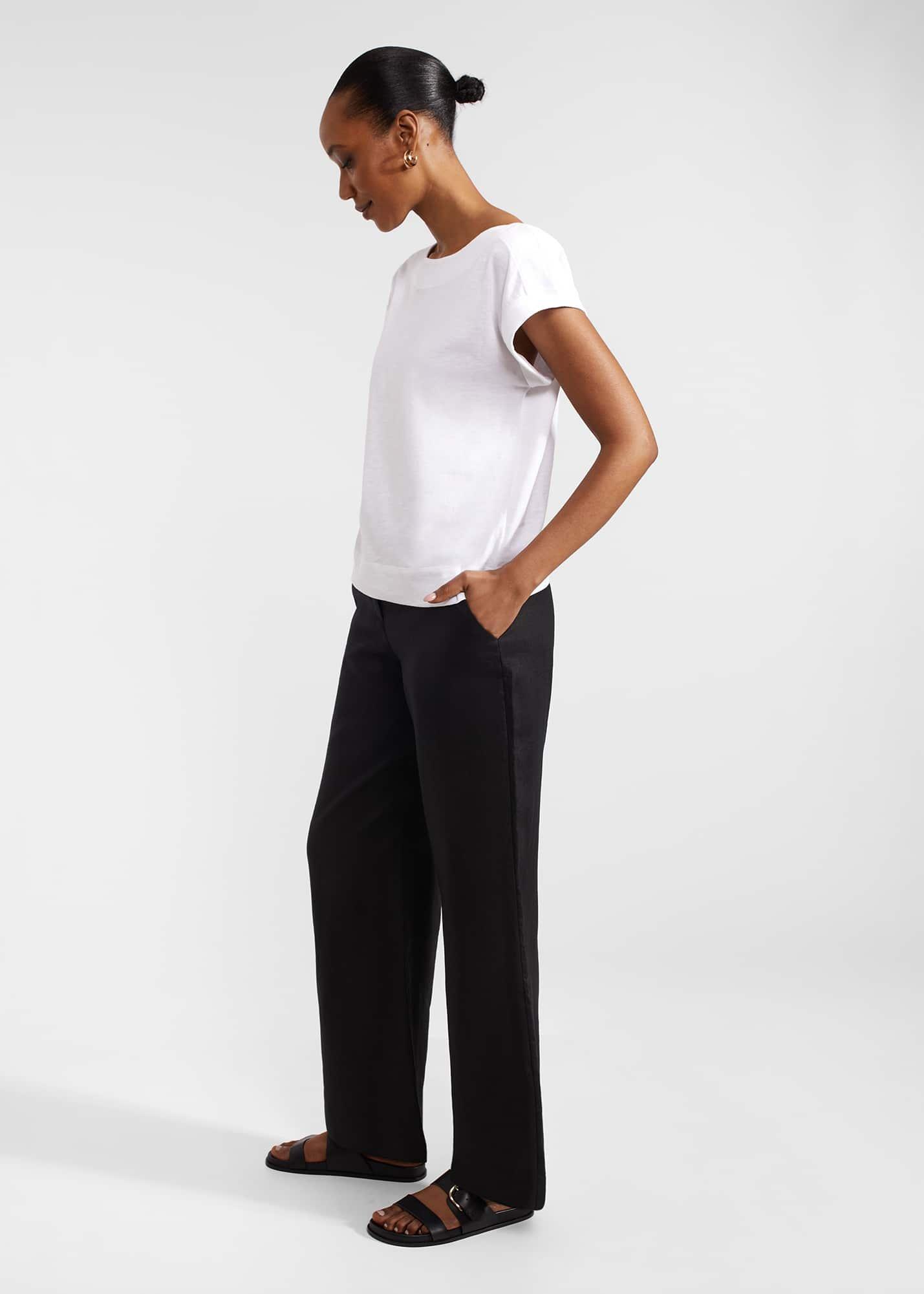 Lynn Linen Trousers, Black, hi-res