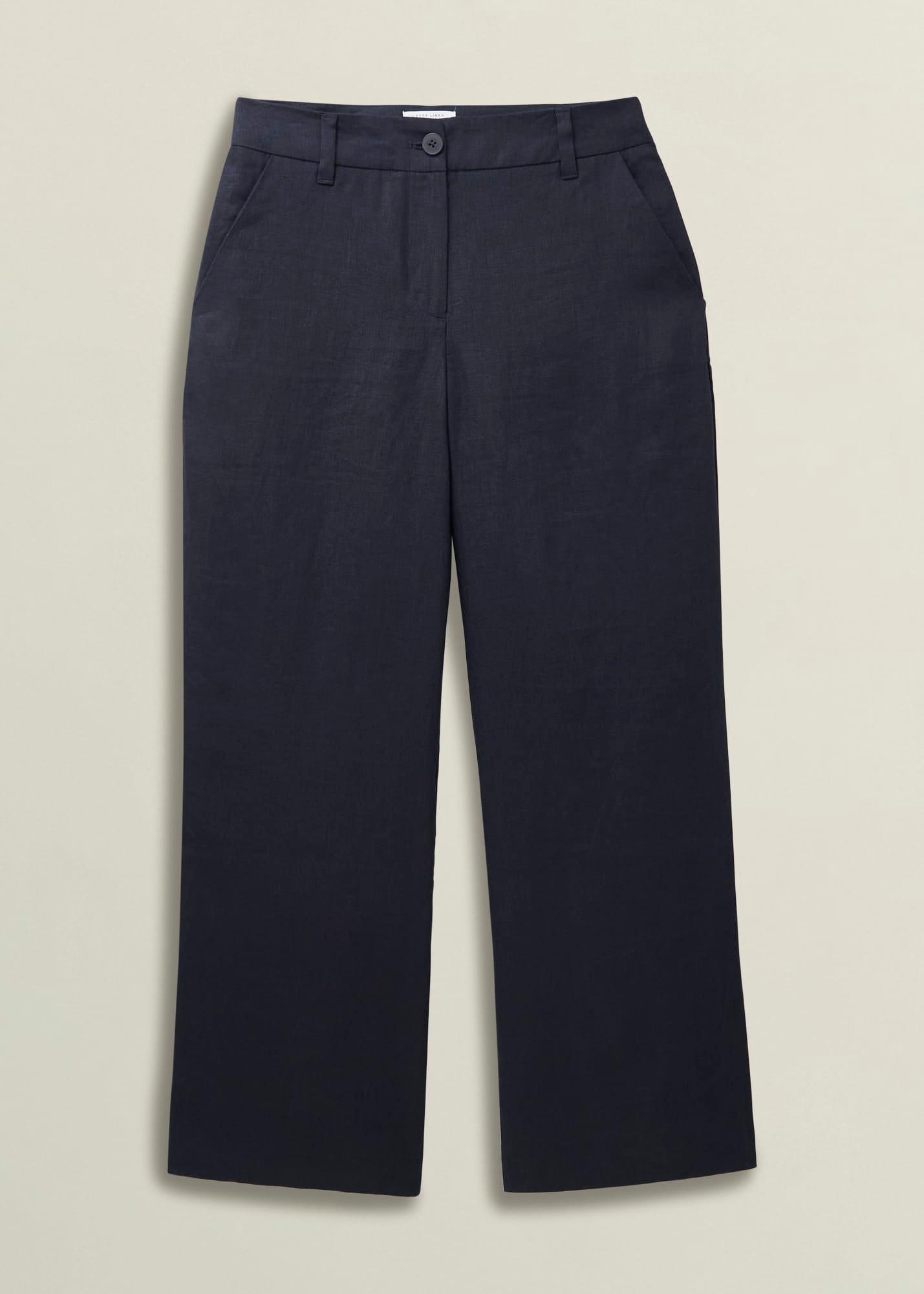 Lynn Linen Trousers, Navy, hi-res