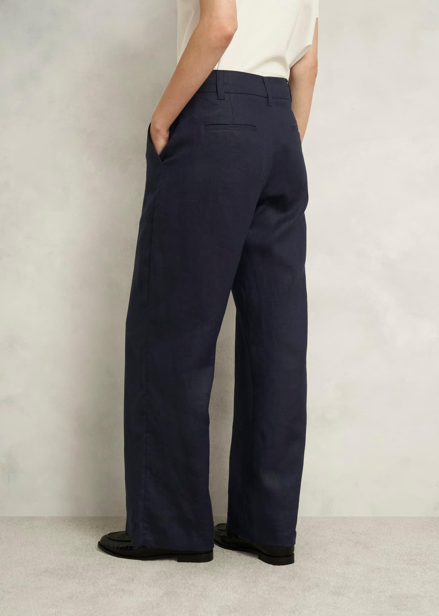 Lynn Linen Trousers, Navy, hi-res