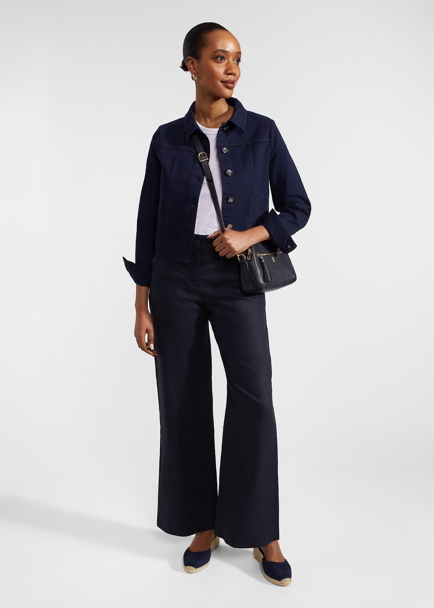 Lynn Linen Trousers, Navy, hi-res