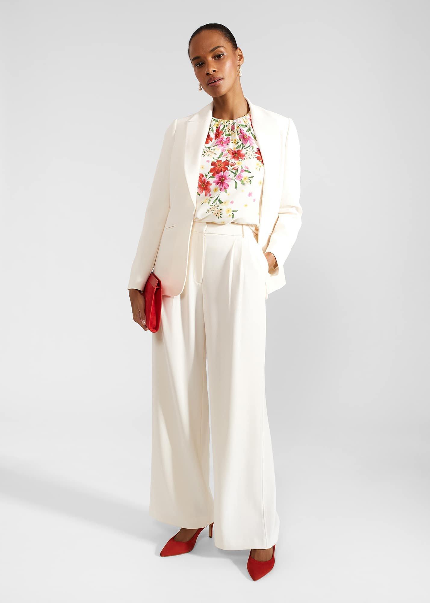 Frederica Wide Leg Trousers, Buttercream, hi-res