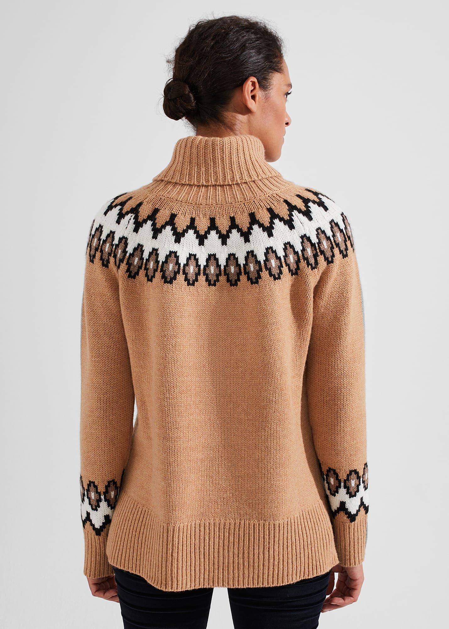 Aleena Fairisle Jumper With Alpaca, Camel Ivory, hi-res