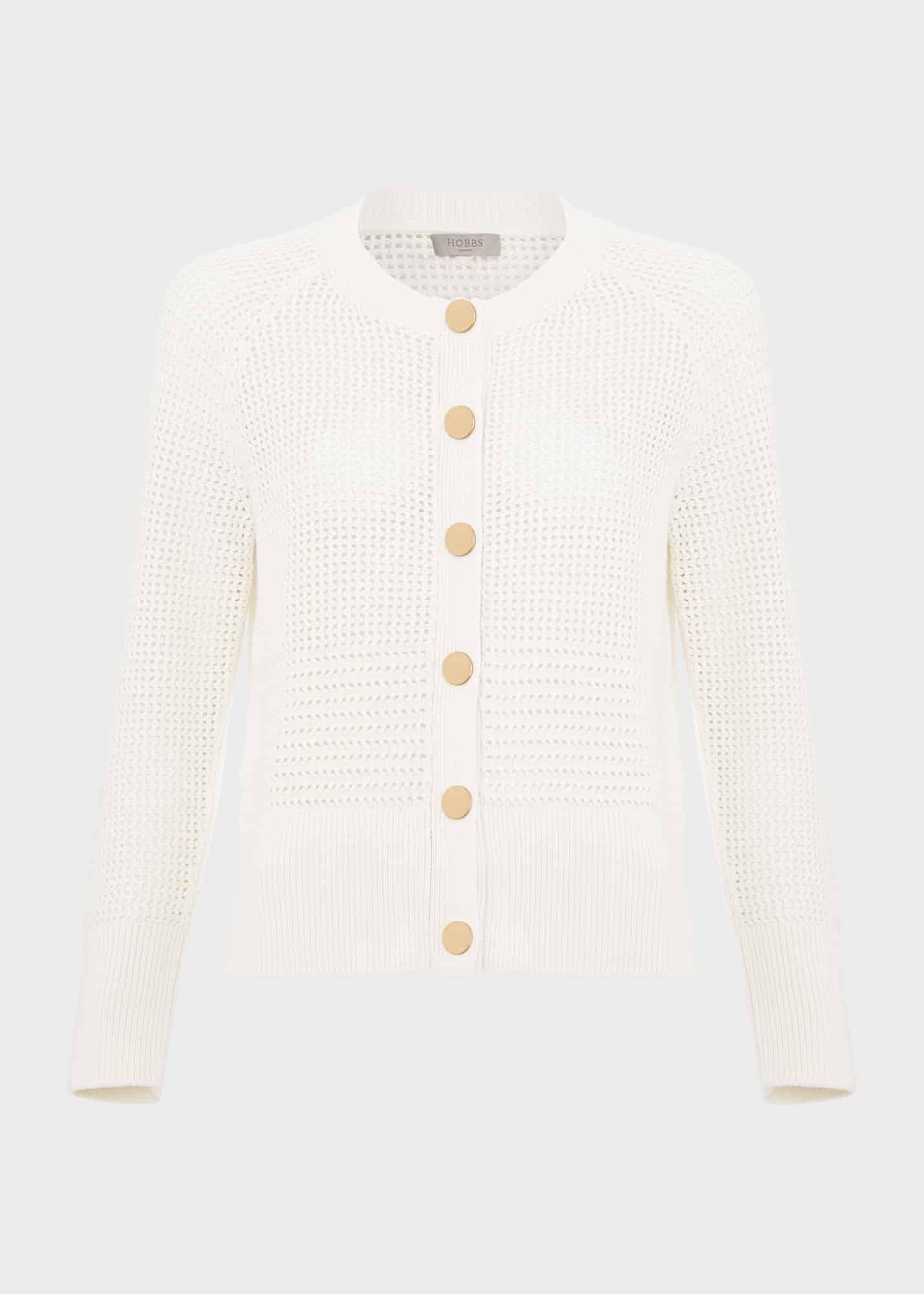 Florentina Cotton Cardigan, Ivory, hi-res