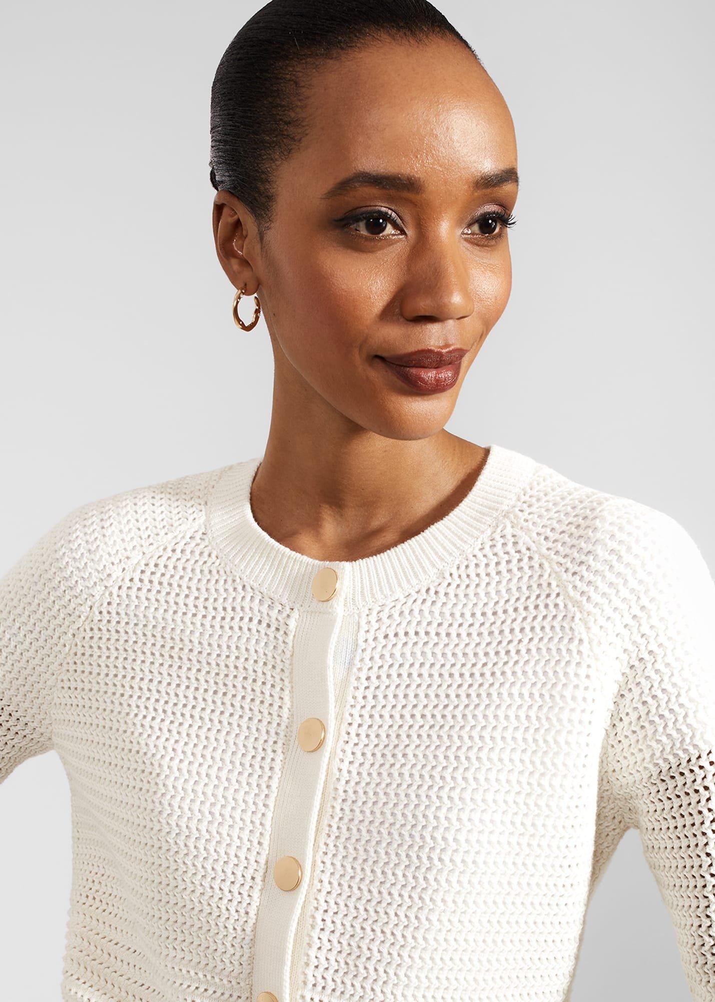 Florentina Cotton Cardigan, Ivory, hi-res