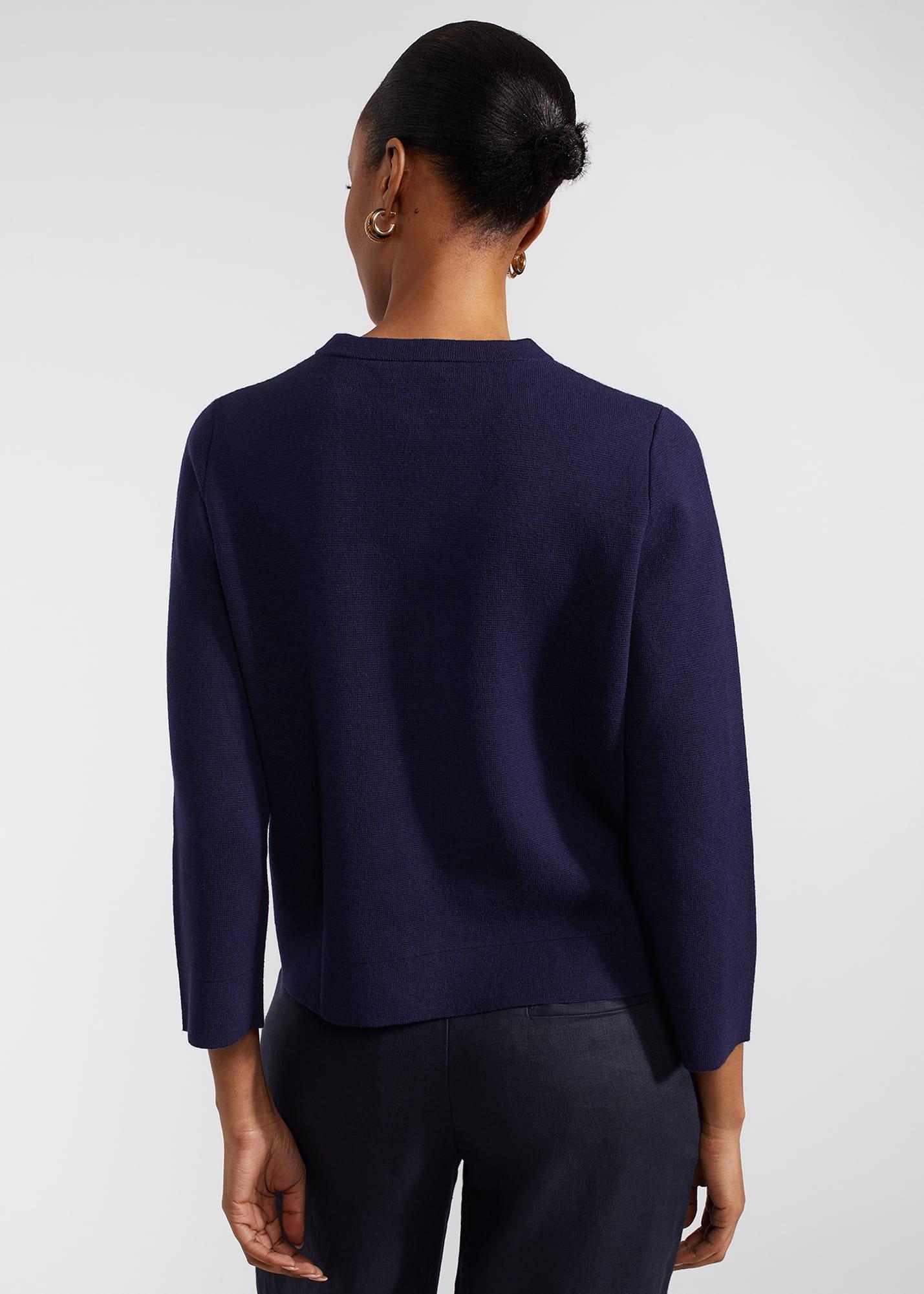 Sairey Cotton Wool Knitted Jacket, Midnight Navy, hi-res