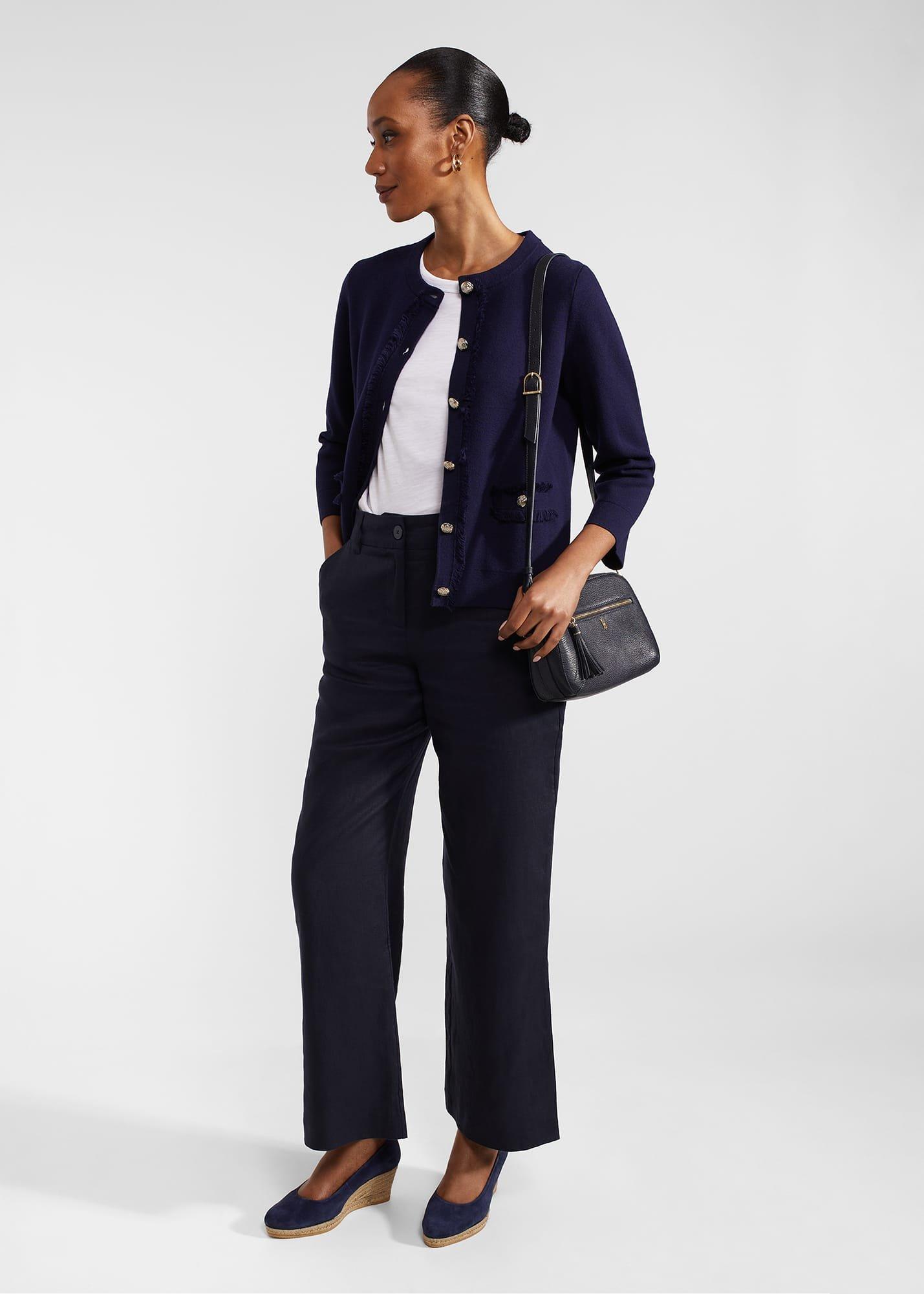 Sairey Cotton Wool Knitted Jacket, Midnight Navy, hi-res