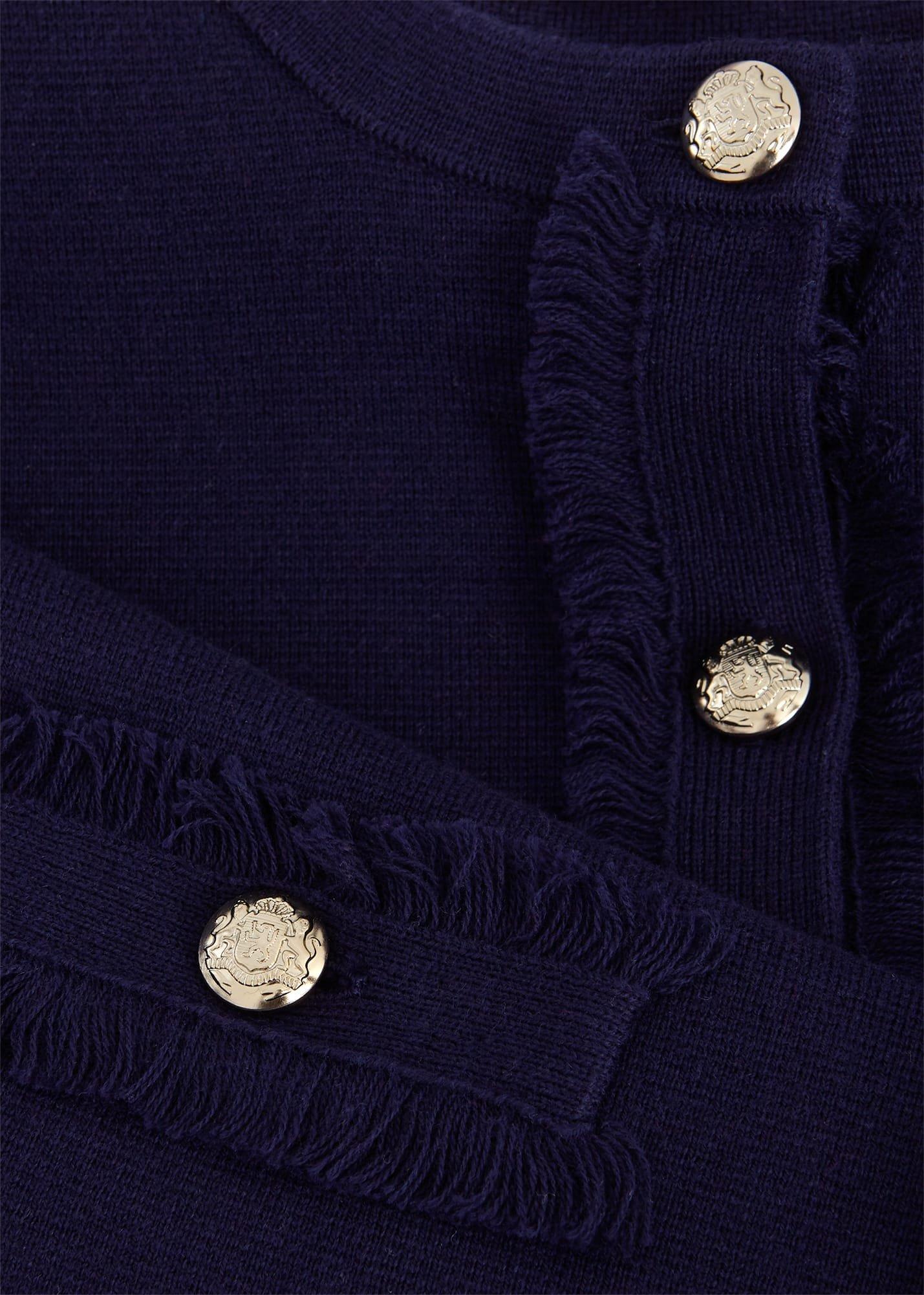Sairey Cotton Wool Knitted Jacket, Midnight Navy, hi-res