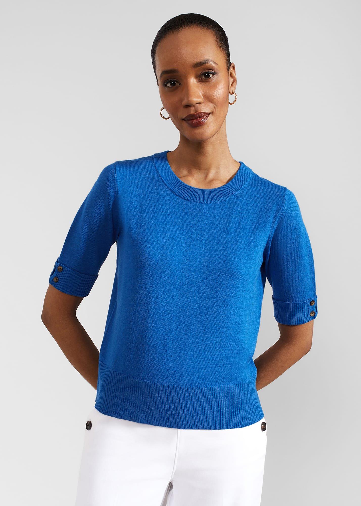 Leanne Knitted Top With Wool, Atlantic Blue, hi-res