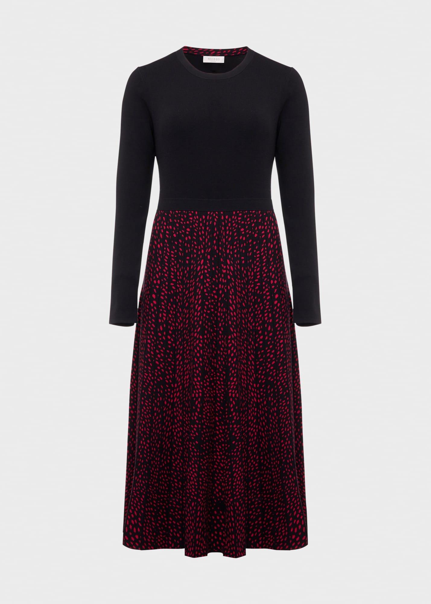 Harlie Knitted Dress, Black Cerise, hi-res