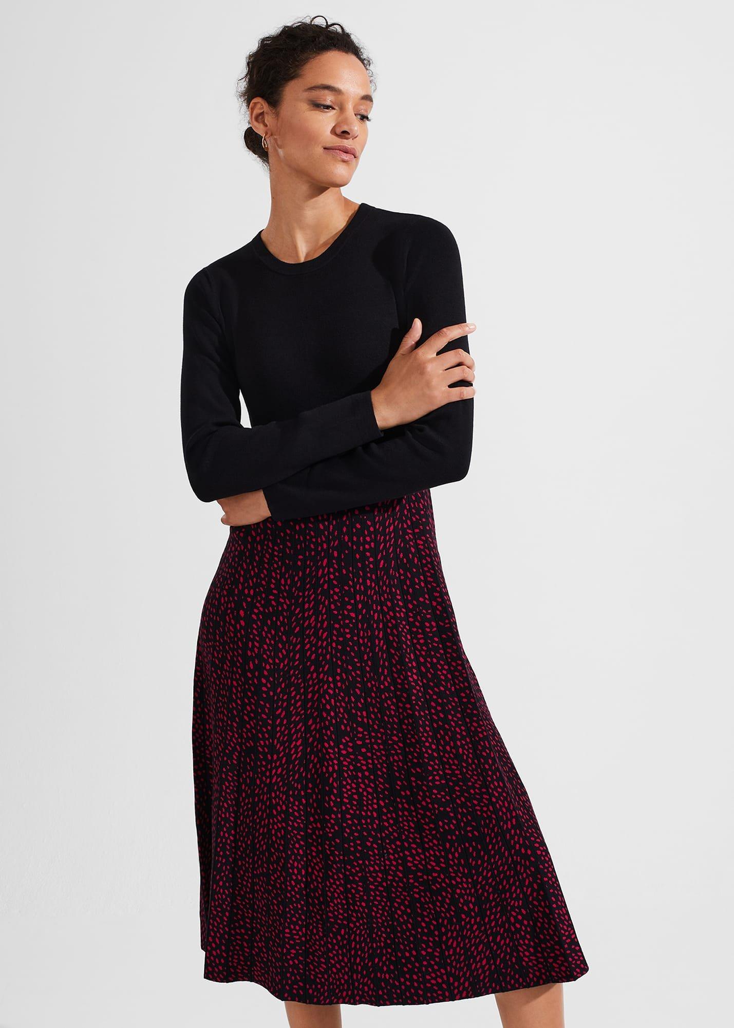 Harlie Knitted Dress, Black Cerise, hi-res