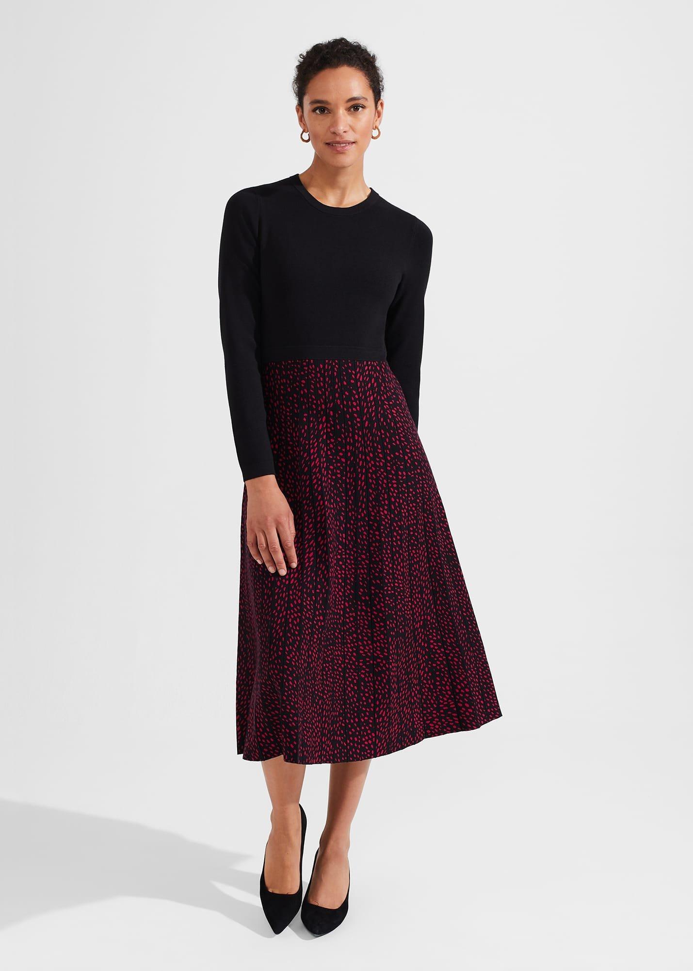 Harlie Knitted Dress, Black Cerise, hi-res