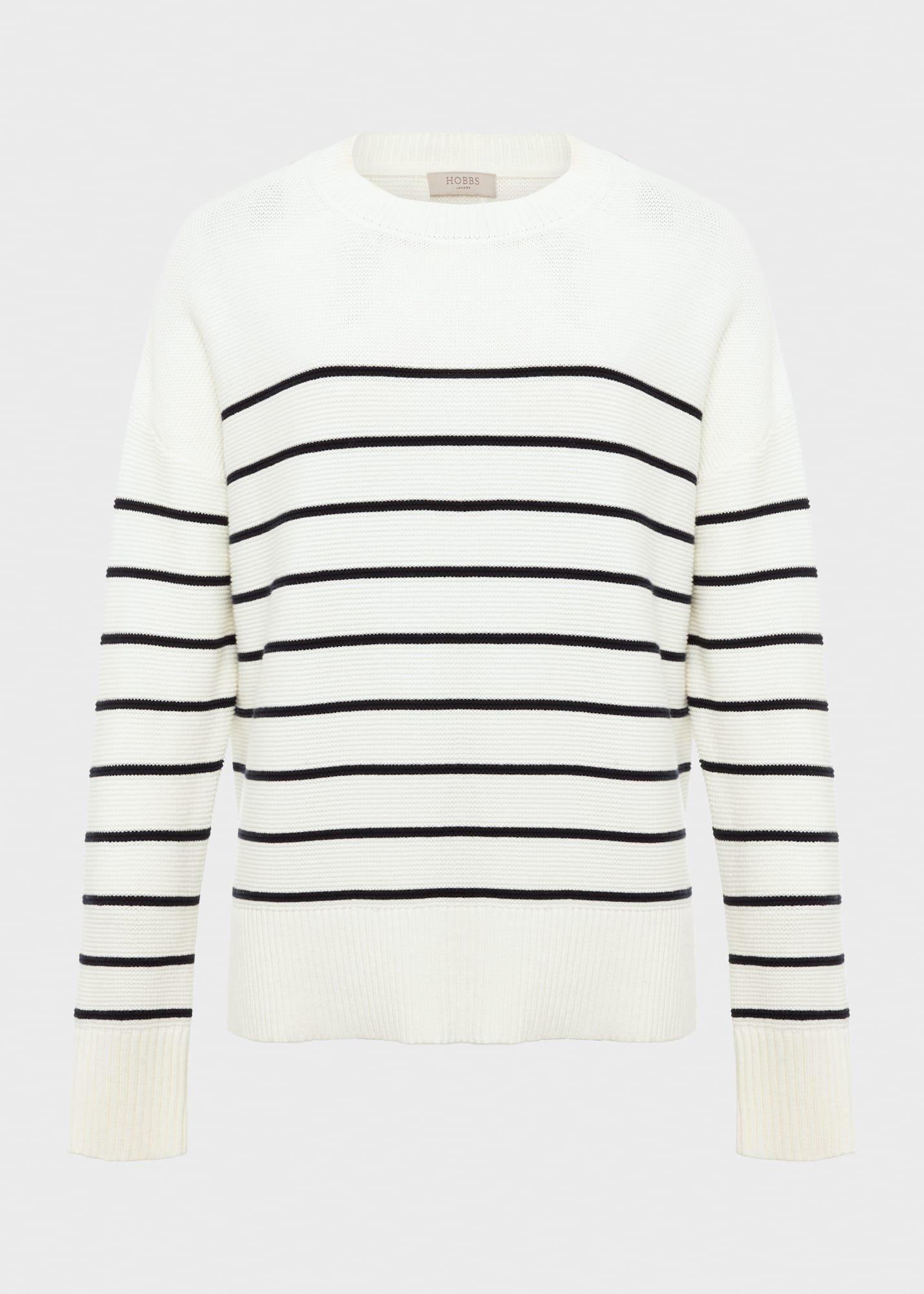 Ruby Cotton Button Jumper, Ivory Navy, hi-res
