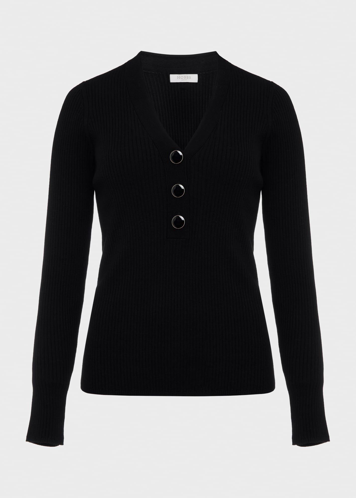 Kaya Ribbed Jumper, Black, hi-res