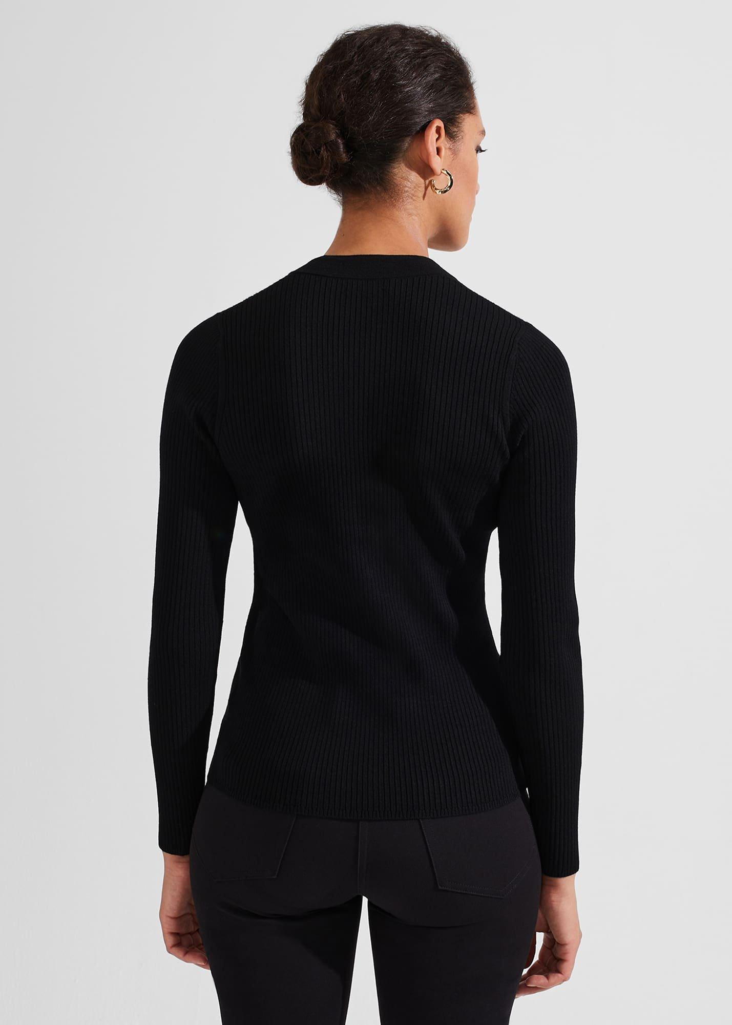 Kaya Ribbed Jumper, Black, hi-res