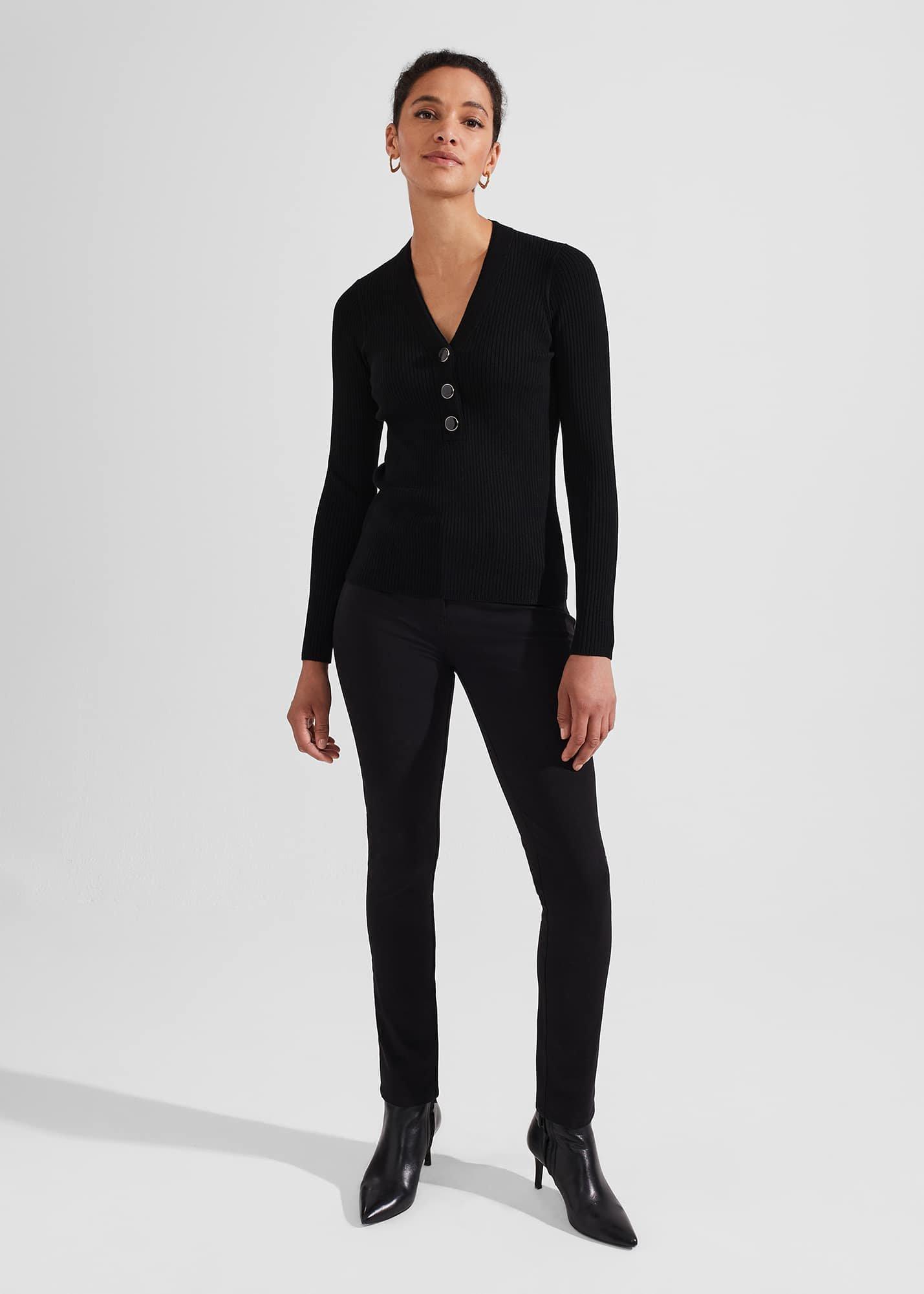 Kaya Ribbed Jumper, Black, hi-res