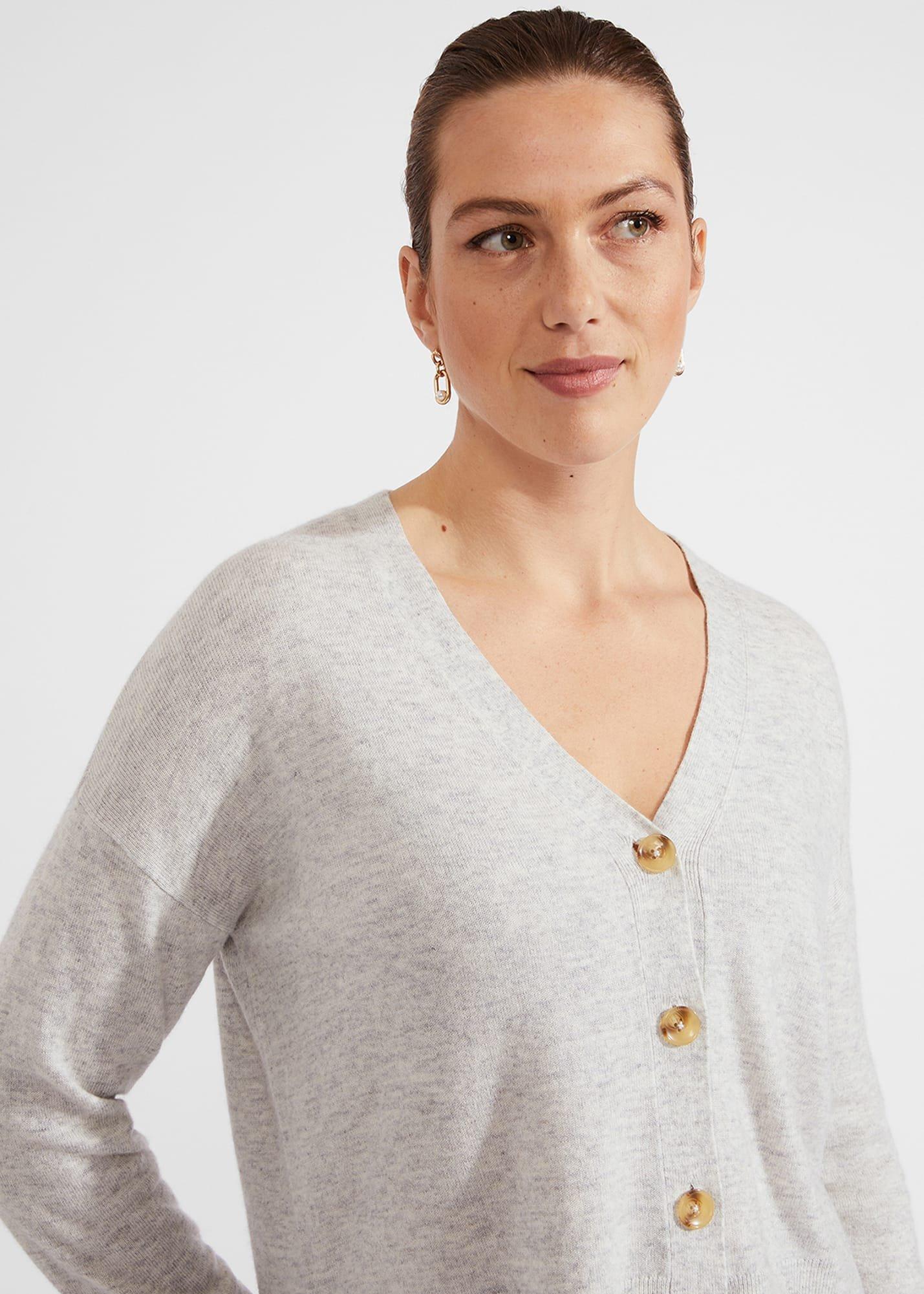 Julaina Cardigan With Cashmere, Pale Grey Marl, hi-res