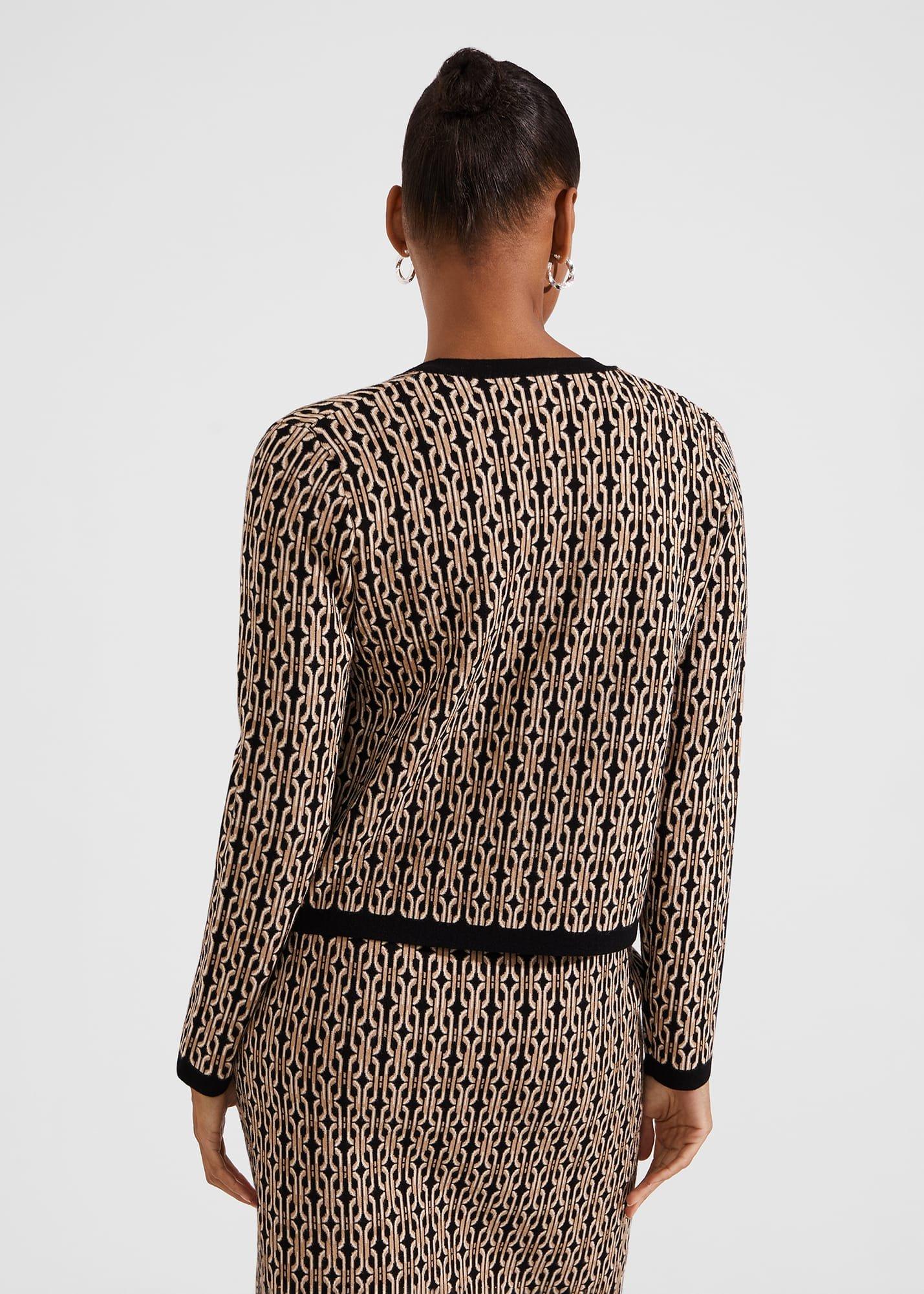 Perrie Knitted Jacket, Black Camel, hi-res