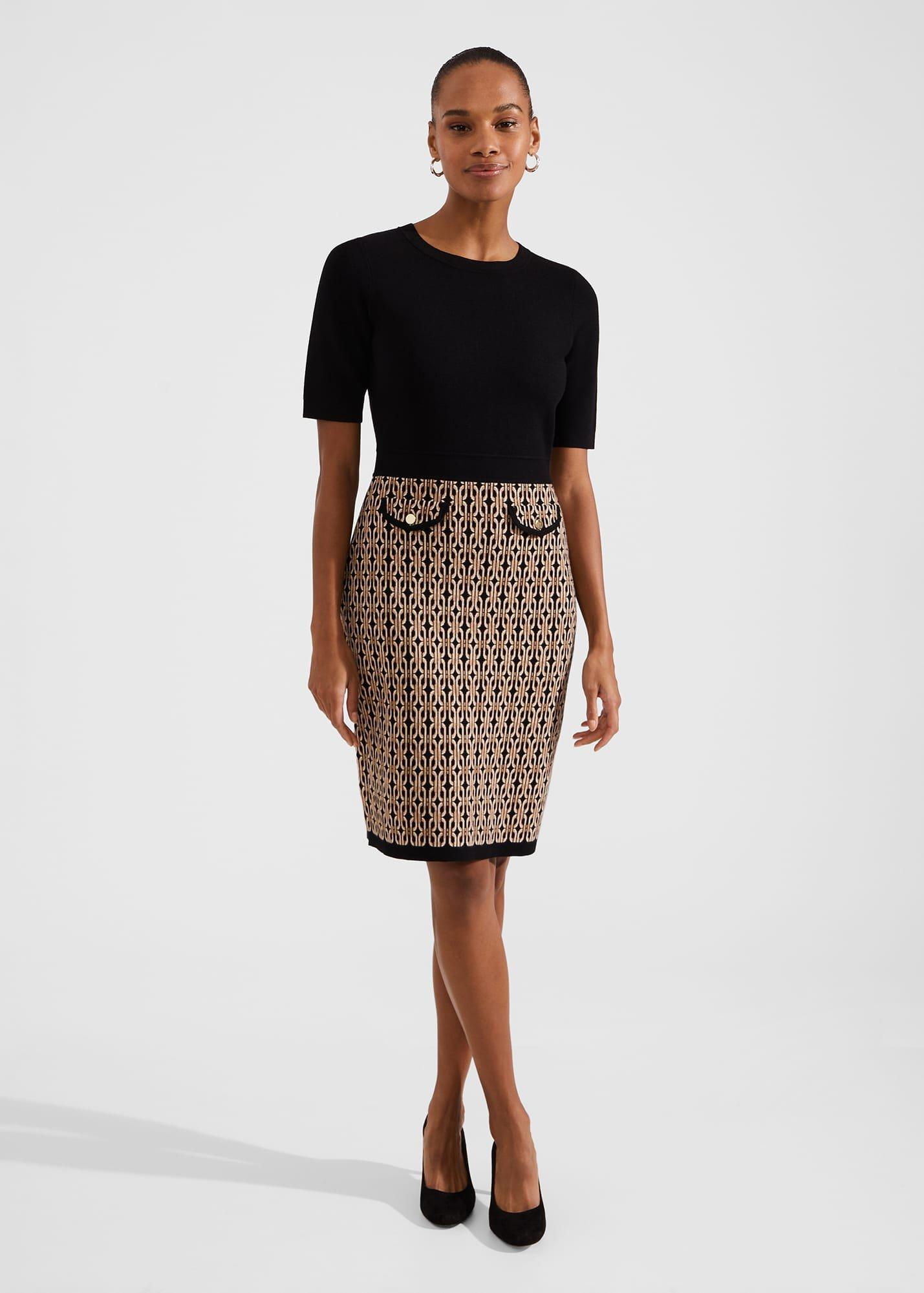 Perrie Knitted Dress, Black Camel, hi-res