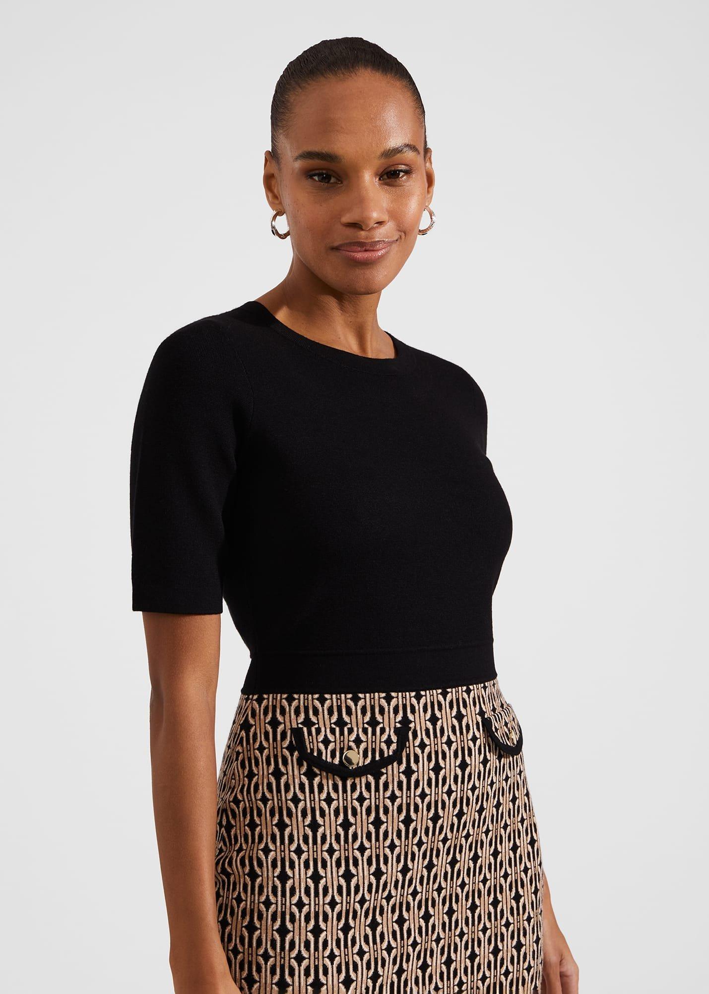 Perrie Knitted Dress, Black Camel, hi-res