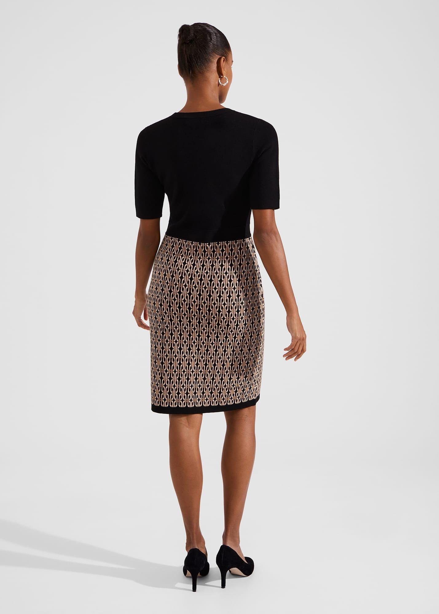 Perrie Knitted Dress, Black Camel, hi-res