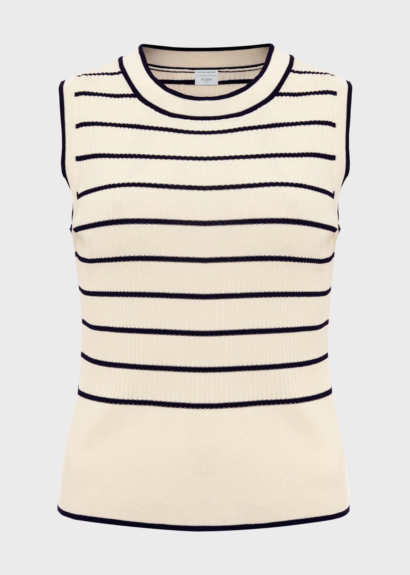 Belmont Striped Top, Ivory Black, hi-res