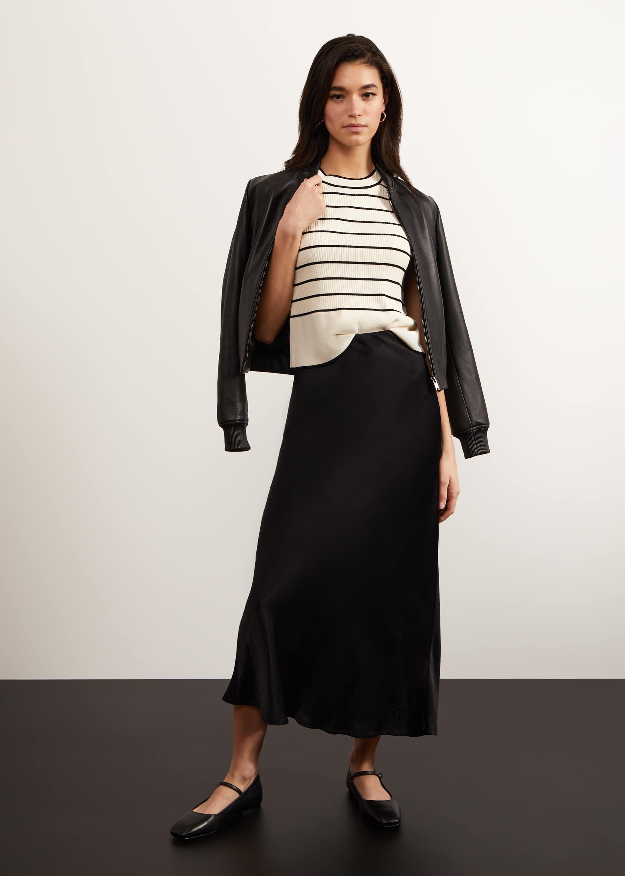 Belmont Striped Top, Ivory Black, hi-res