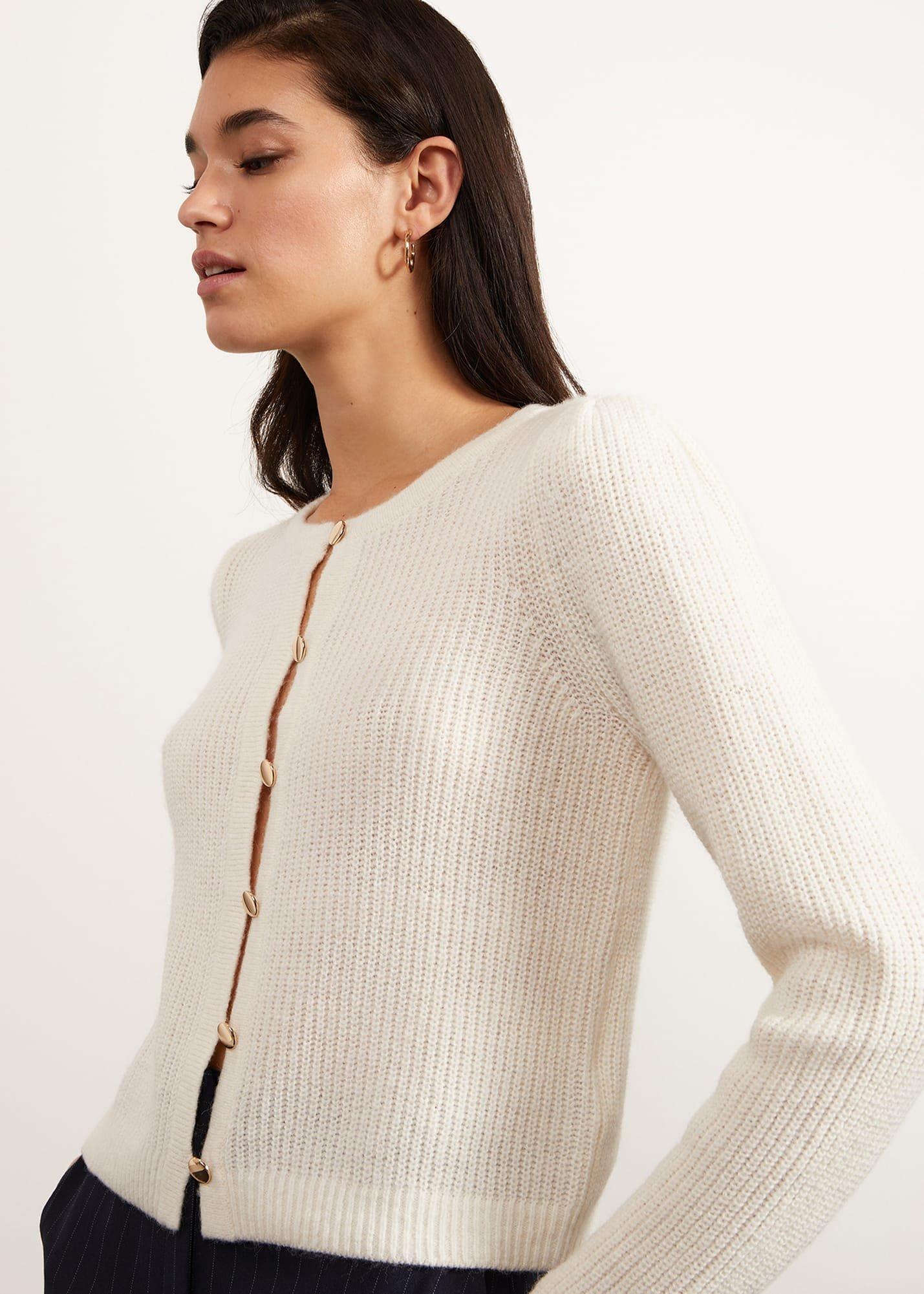 Lomond Cardigan With Alpaca, Ivory, hi-res