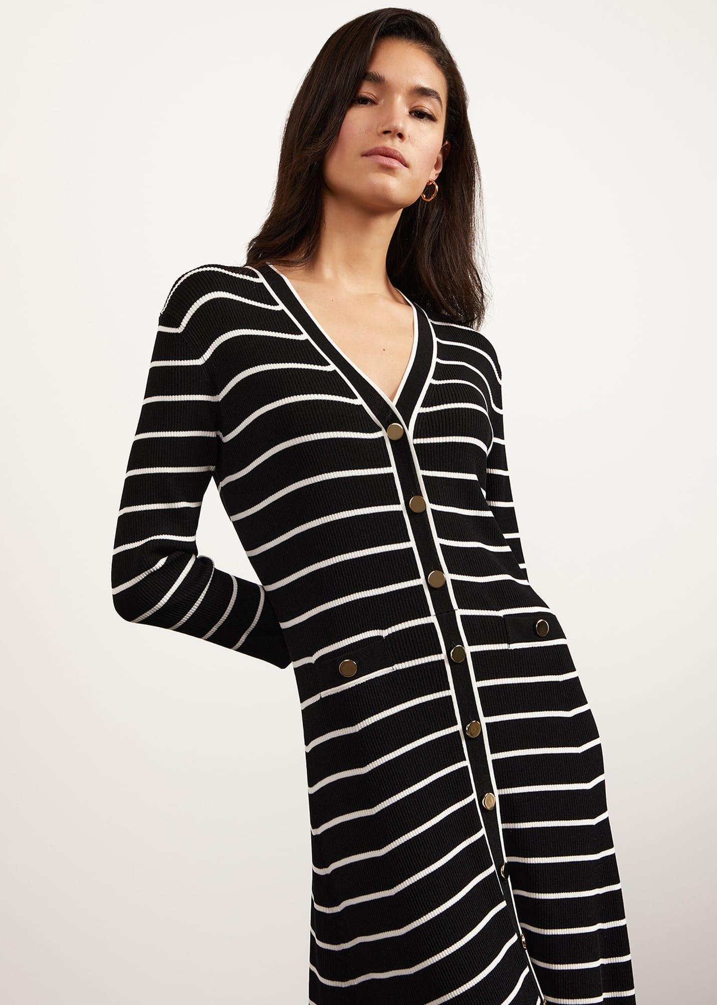 Belmont Knitted Dress, Black Ivory, hi-res