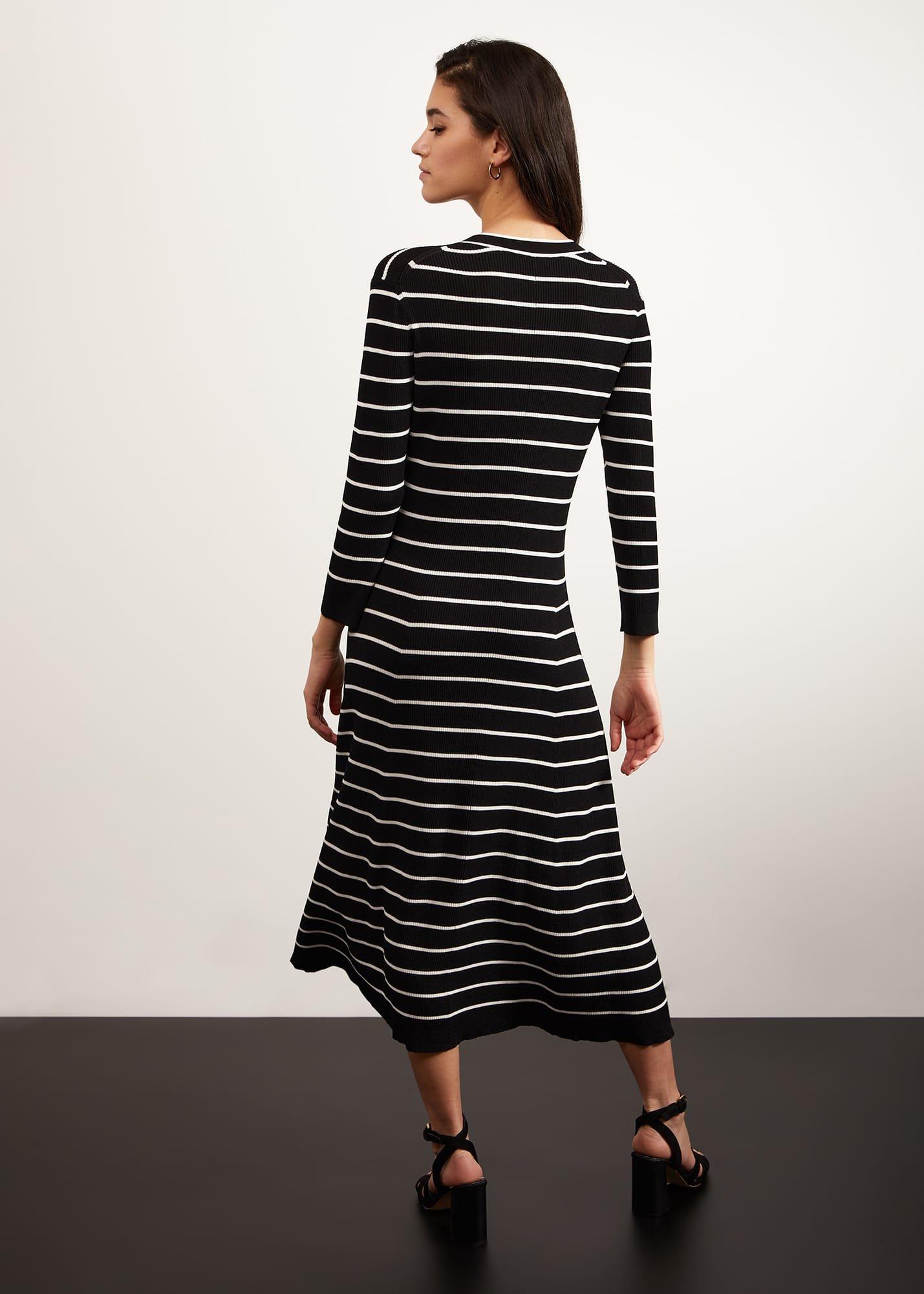 Belmont Knitted Dress, Black Ivory, hi-res