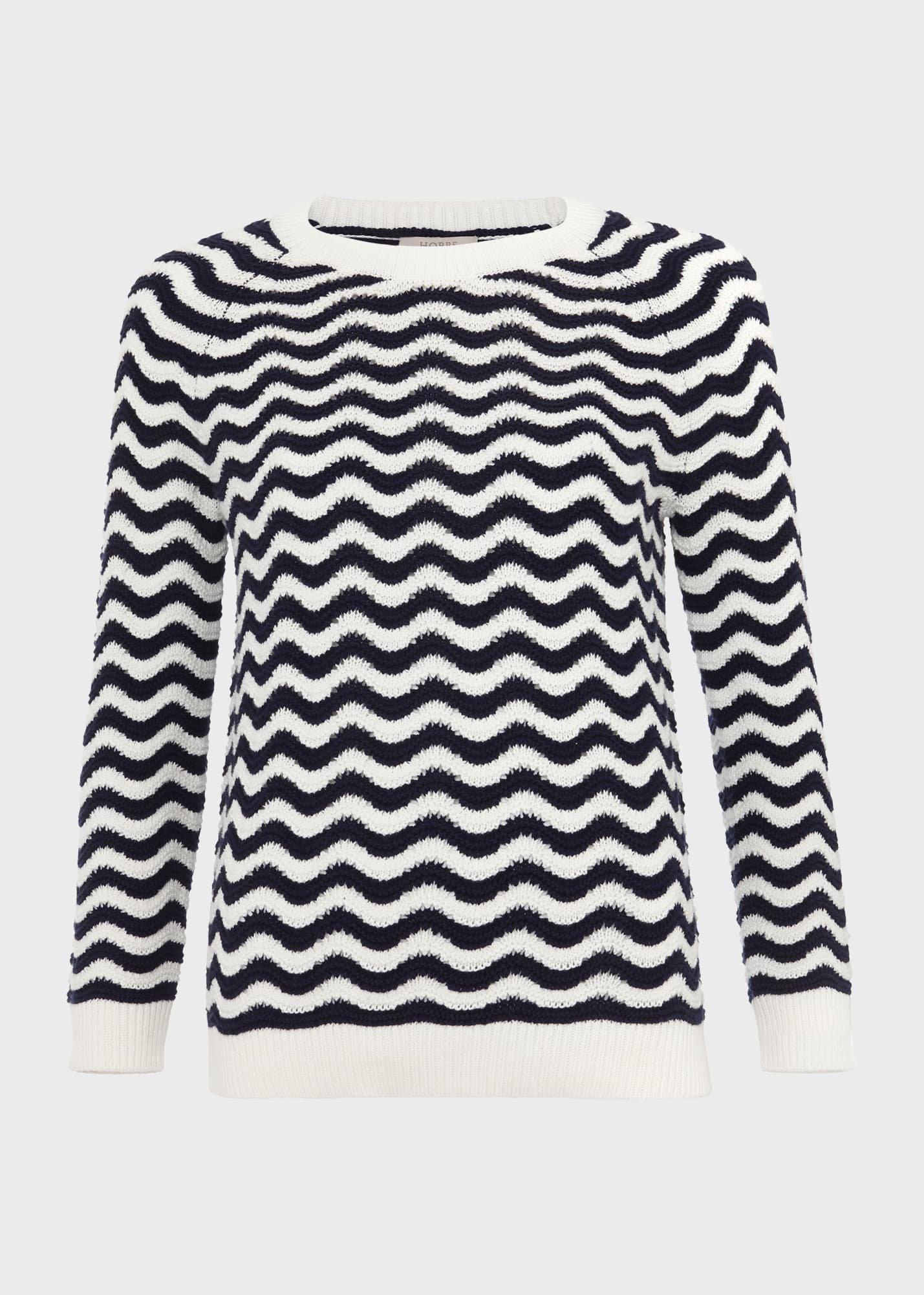 Lulu Cotton Jumper, Navy Ivory, hi-res