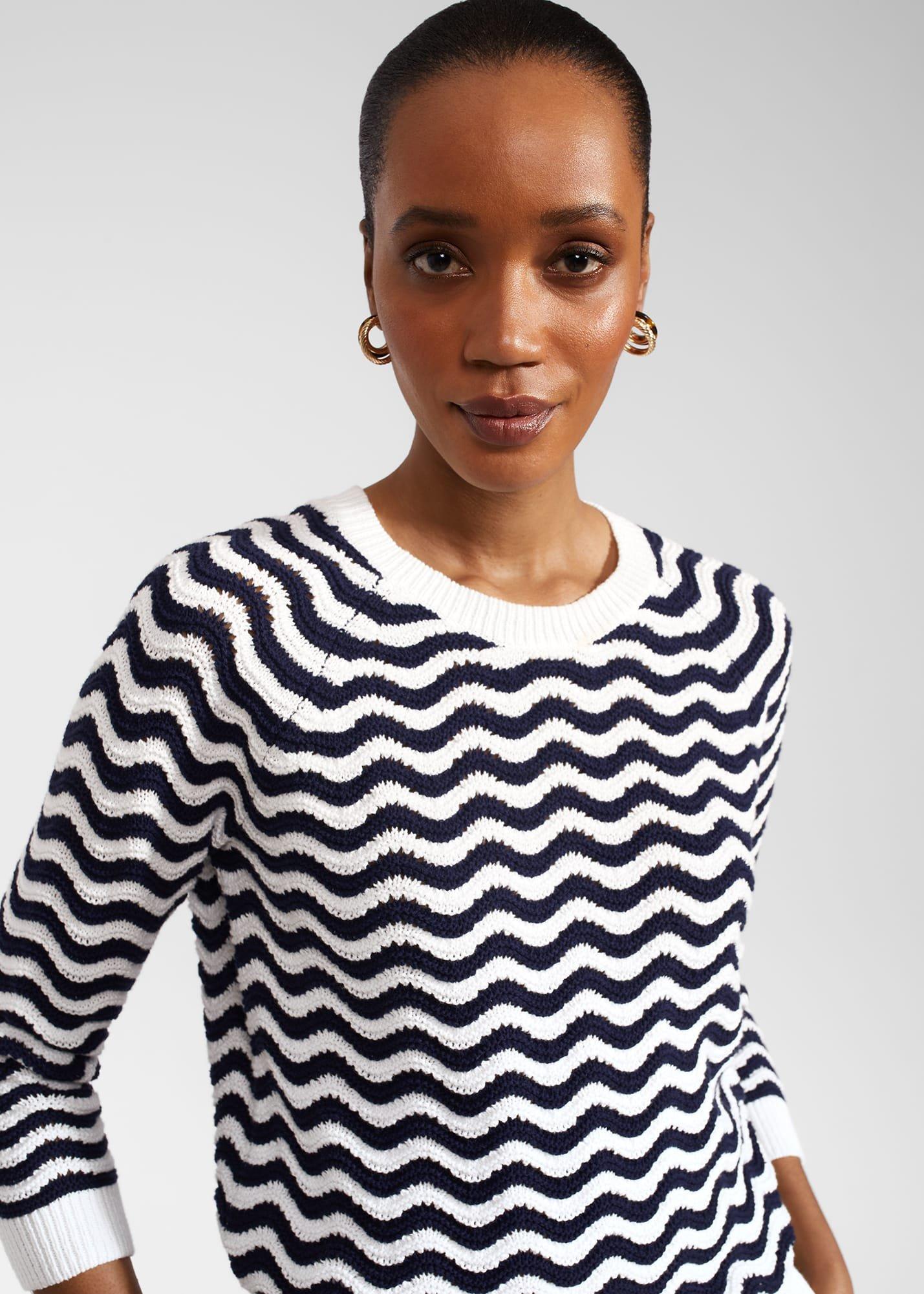 Lulu Cotton Jumper, Navy Ivory, hi-res