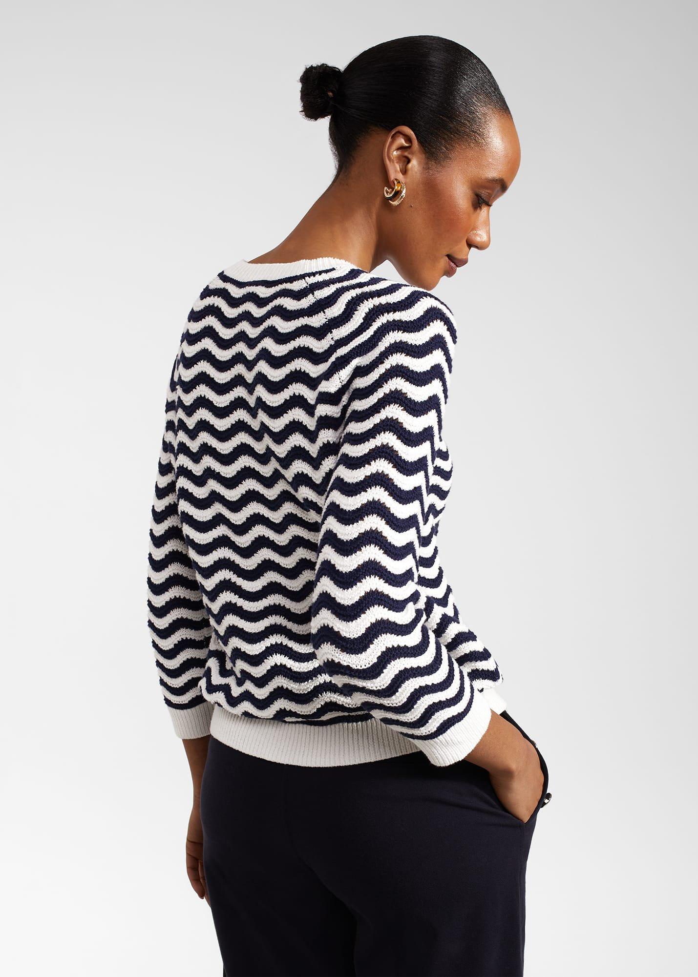 Lulu Cotton Jumper, Navy Ivory, hi-res