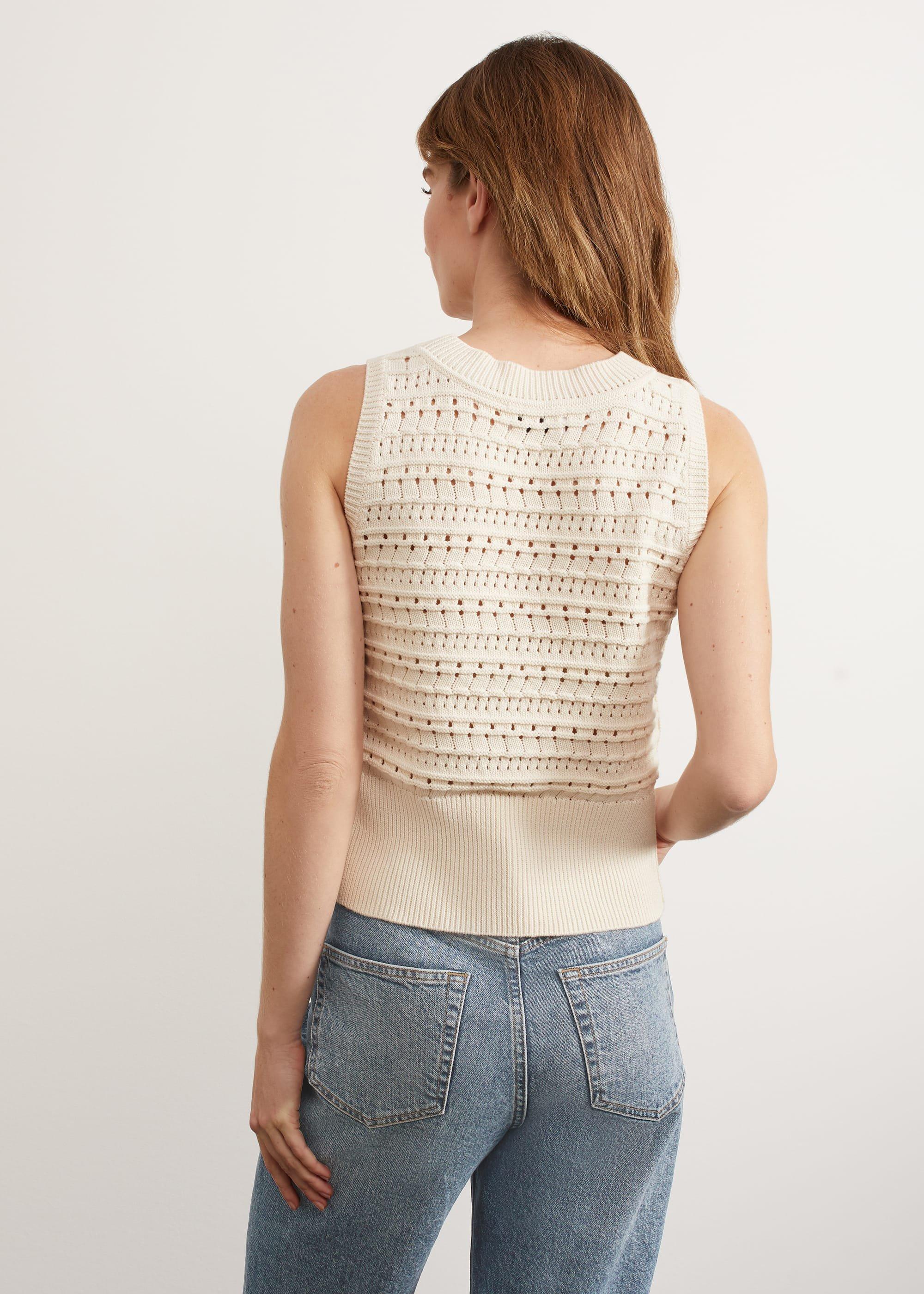 Colemere Knitted Tank Top, Buttercream, hi-res