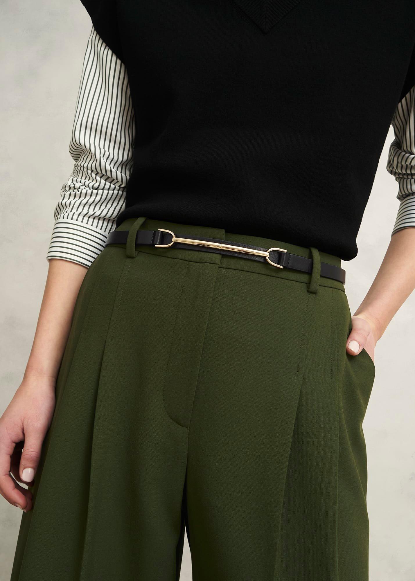 Daphne Leather Waist Belt, Black, hi-res