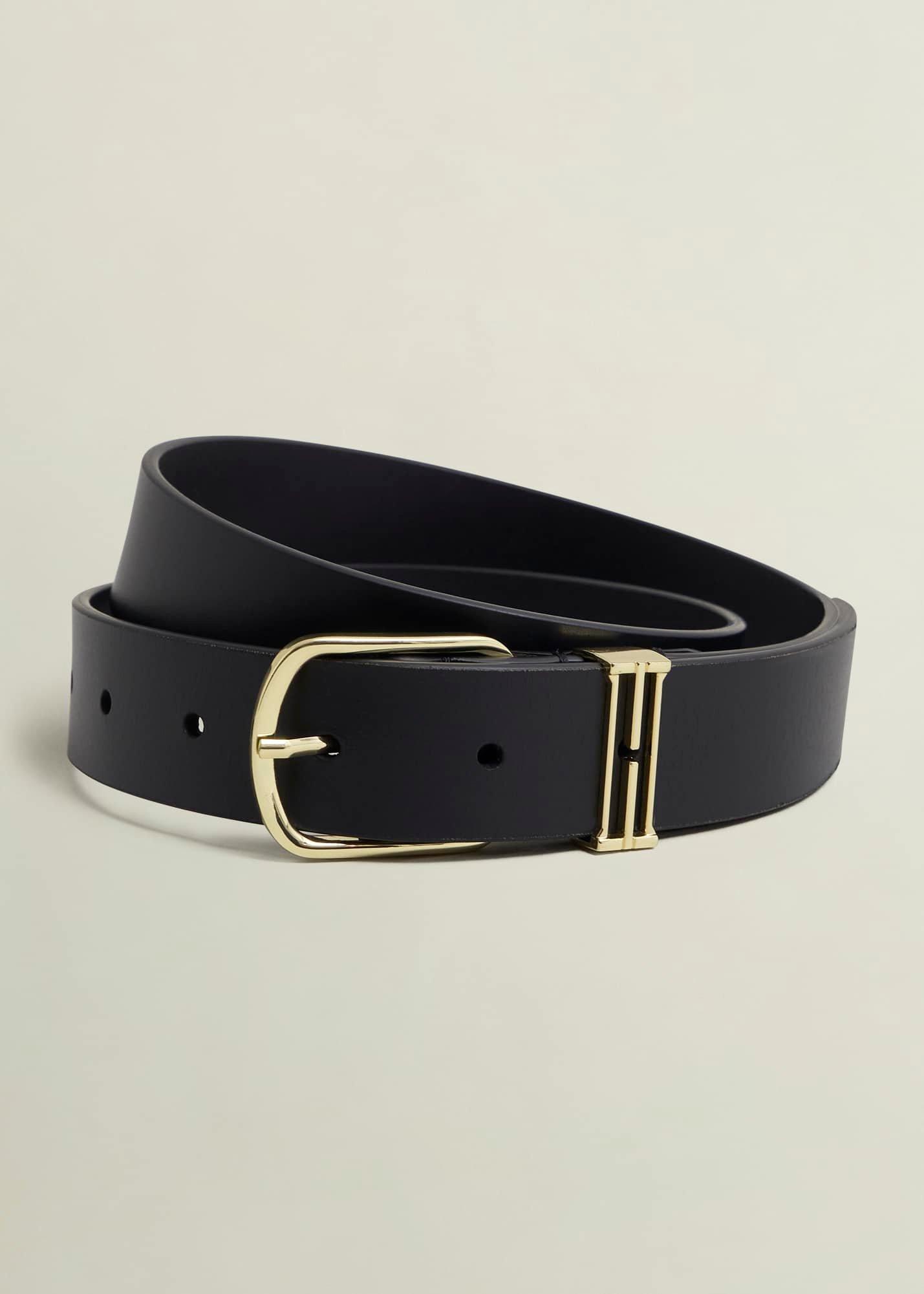 Lucia Leather Belt, Black, hi-res