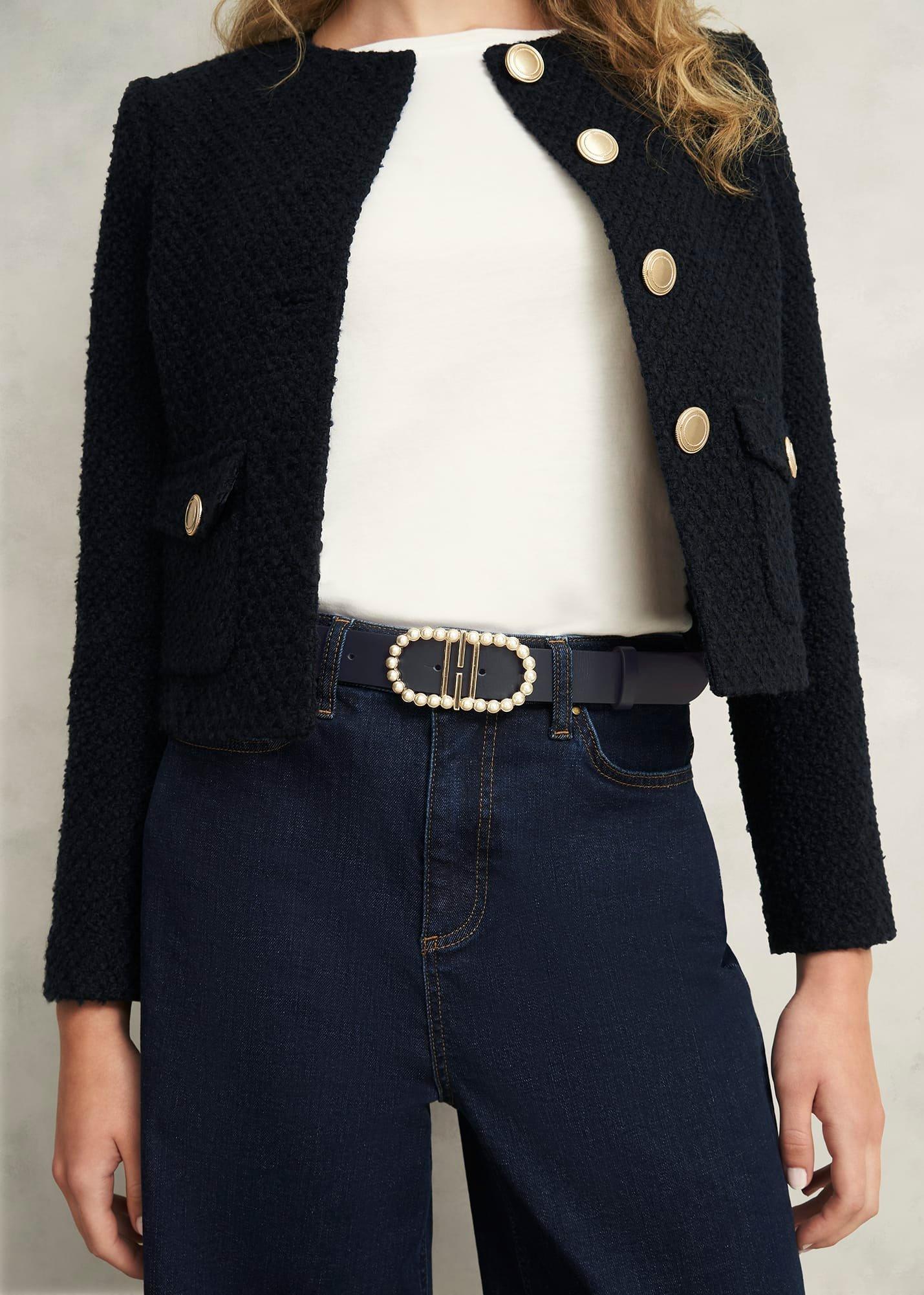 Keira Pearl Waist Belt, Midnight Navy, hi-res