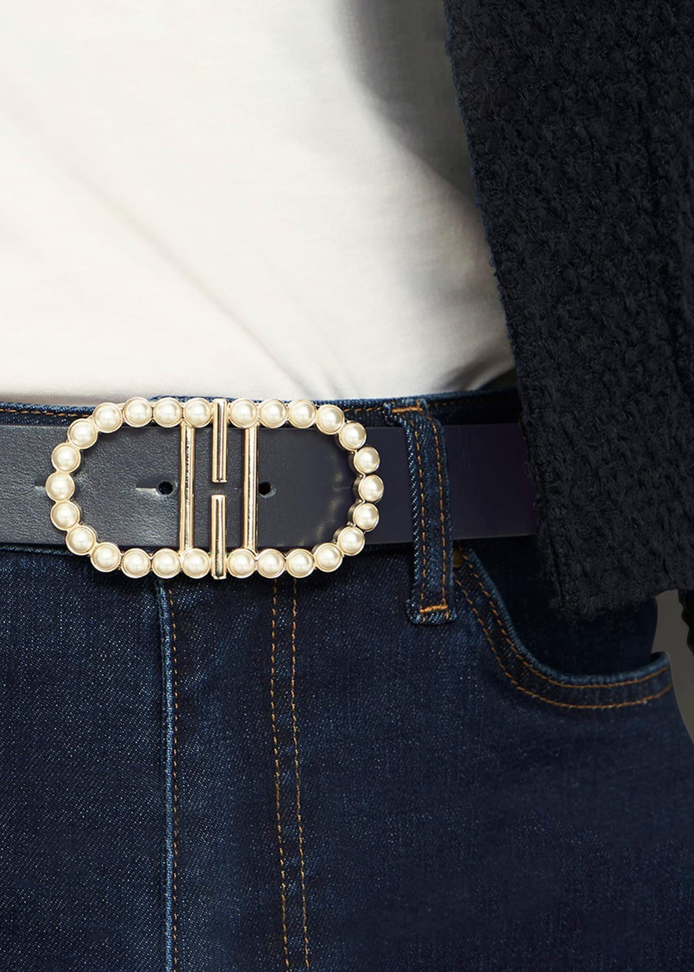 Keira Pearl Waist Belt, Midnight Navy, hi-res
