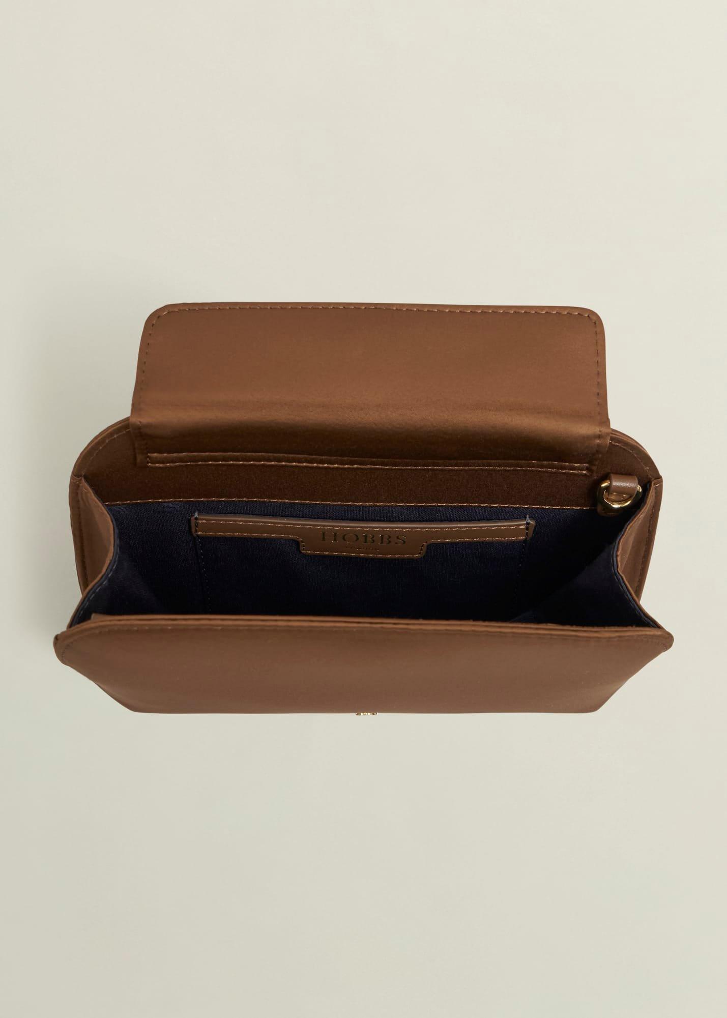 Milan Satin Clutch Bag, Medlar Brown, hi-res