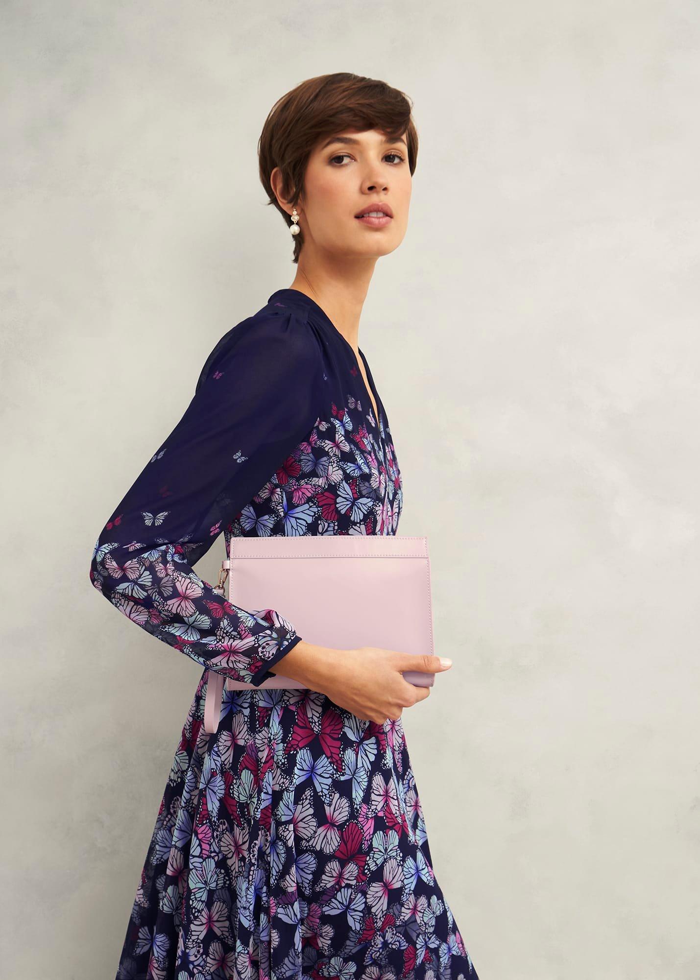 Catherine Leather Wristlet, Dusky Pink, hi-res