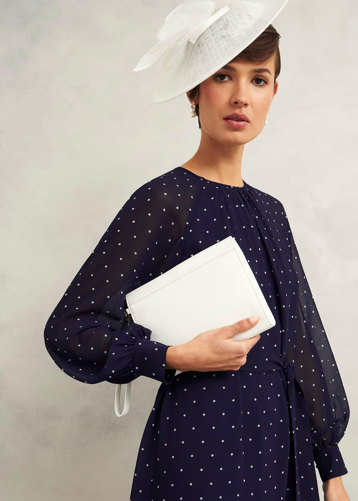 Catherine Leather Wristlet, Ivory, hi-res