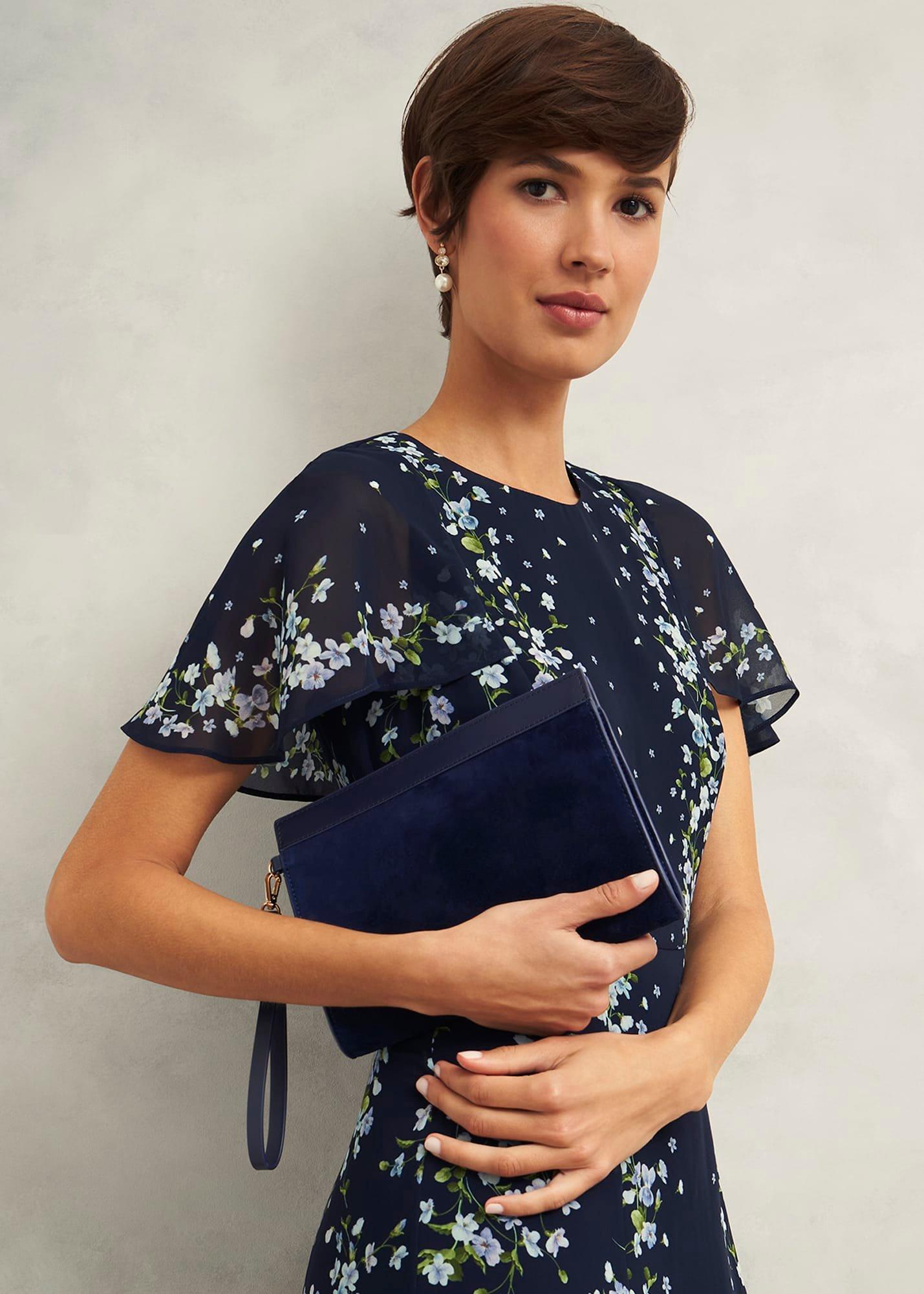 Catherine Suede Wristlet, Midnight Navy, hi-res