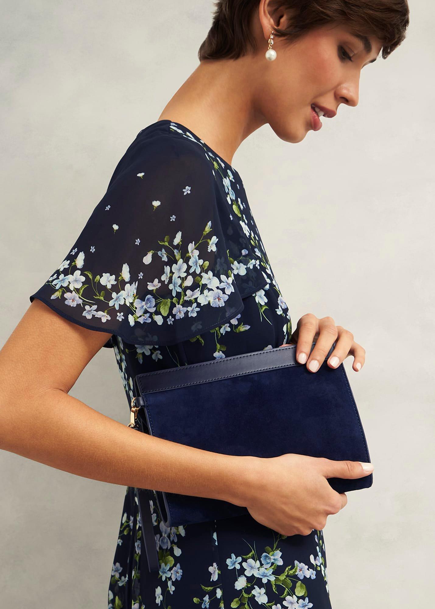 Catherine Suede Wristlet, Midnight Navy, hi-res