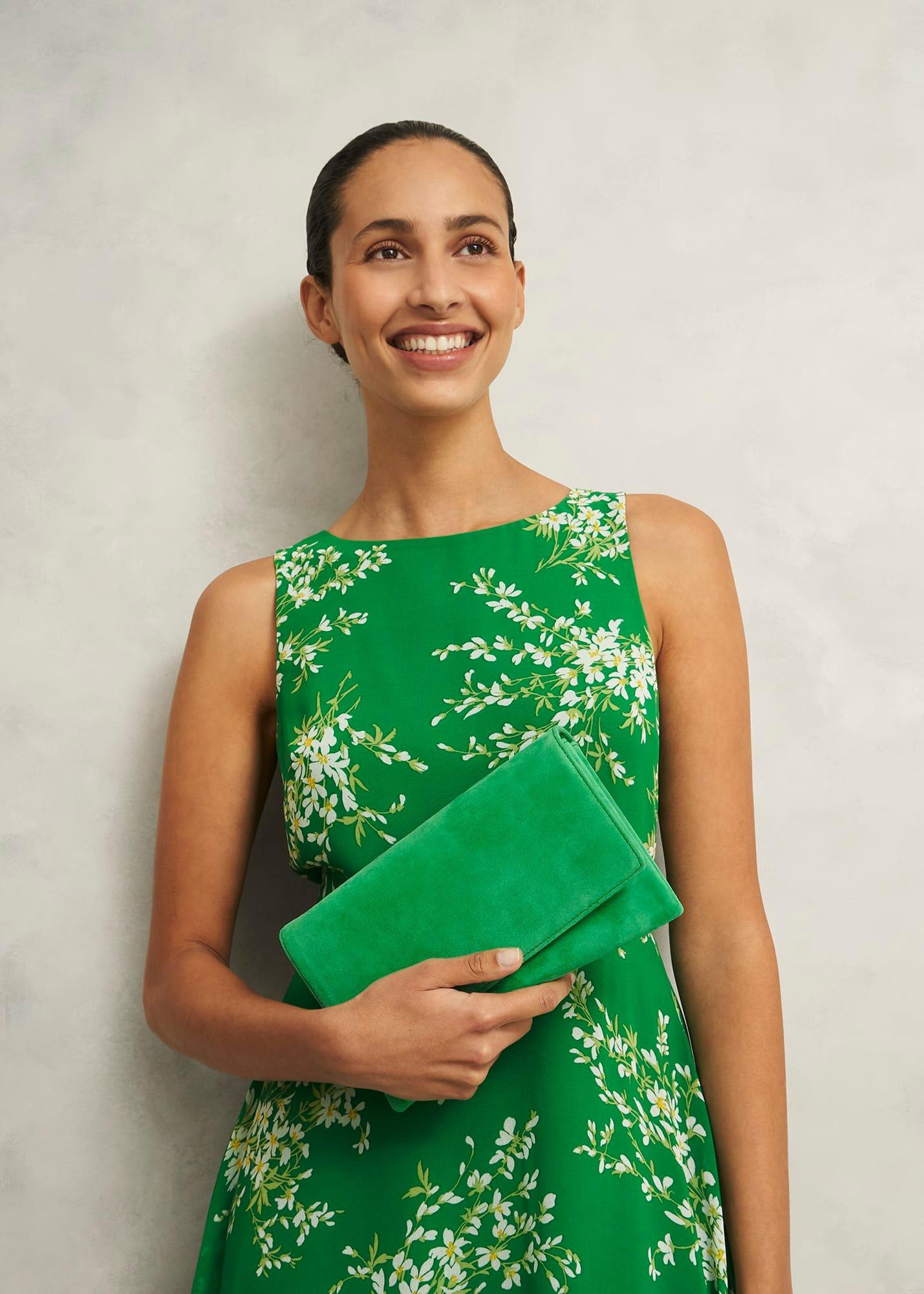 Renata Suede Clutch, Cilantro Green, hi-res