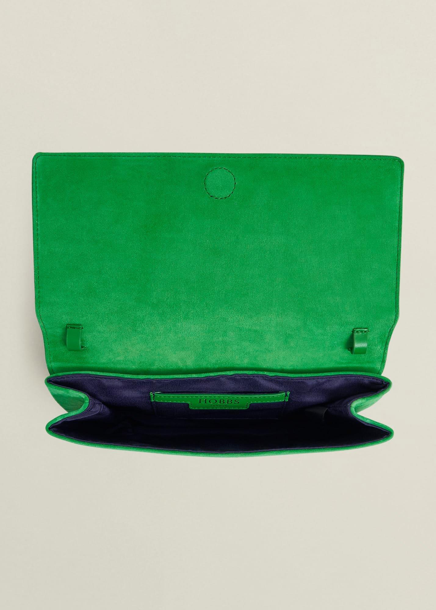 Renata Suede Clutch, Cilantro Green, hi-res