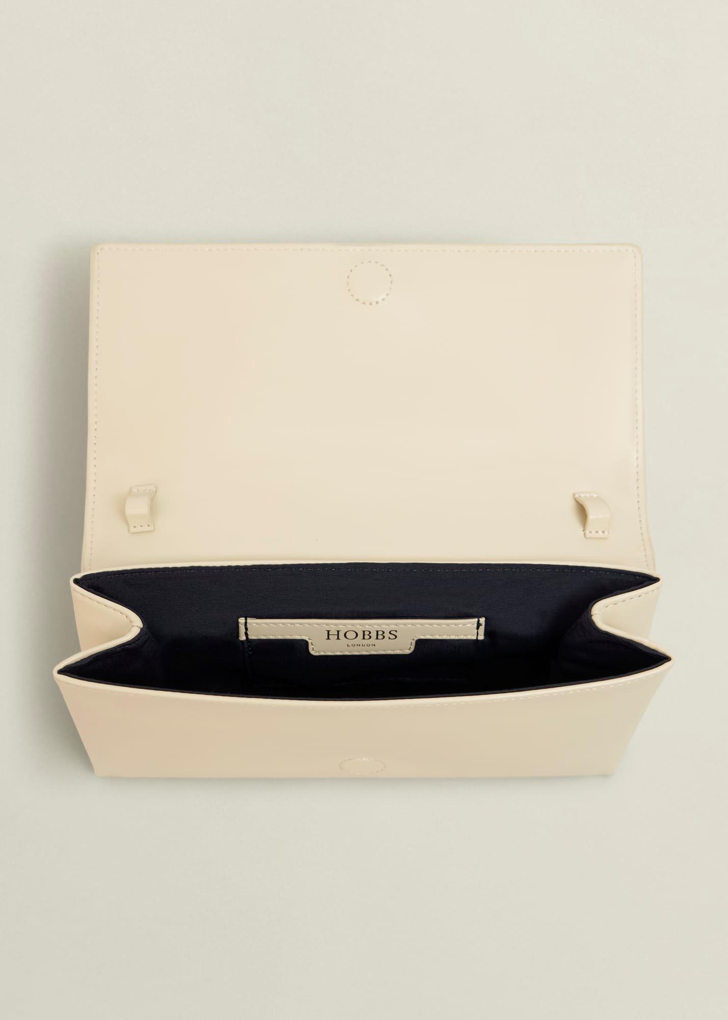 Renata Leather Clutch, Buttercream, hi-res